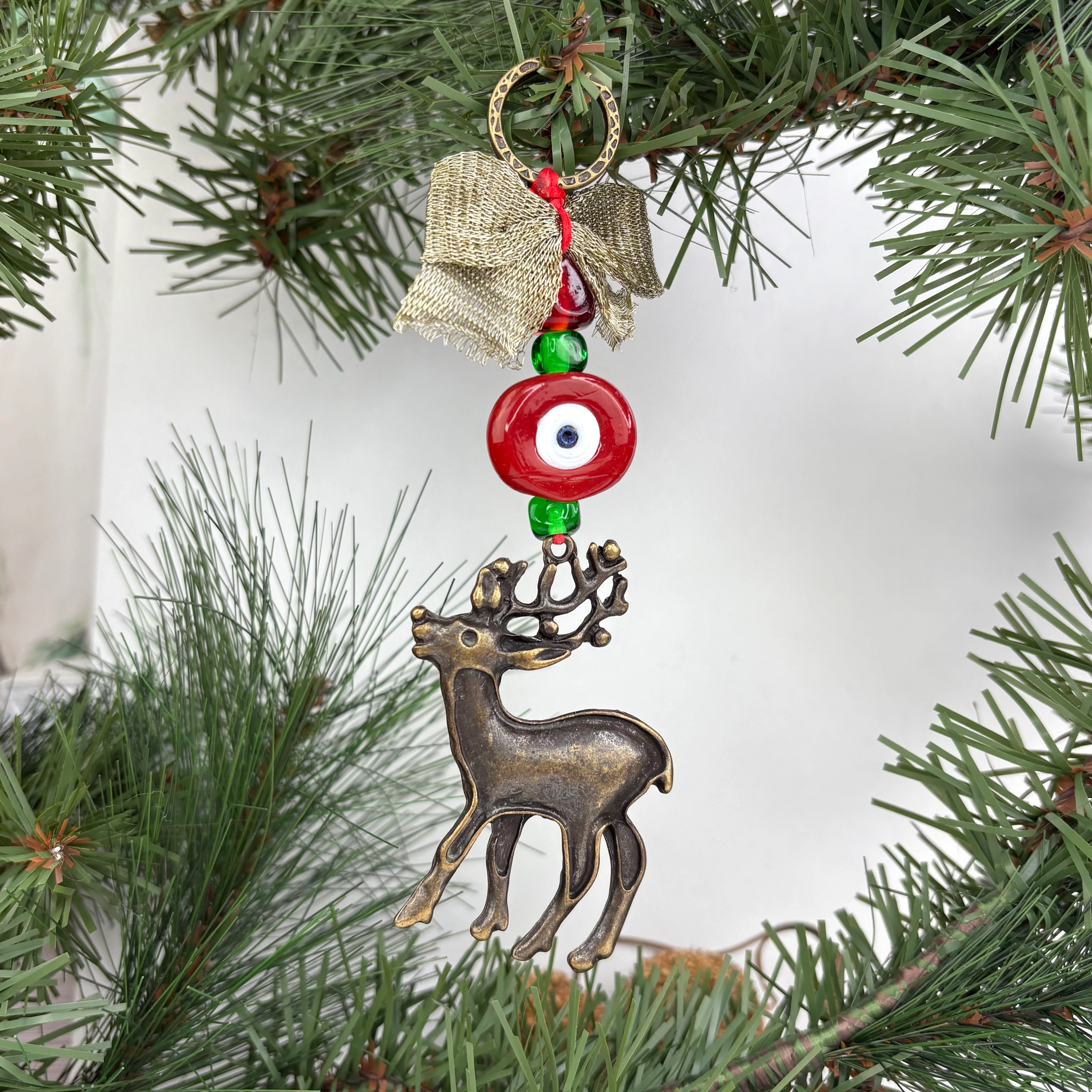 Geyik & Nazar Boncuklu Yeni Yıl Anahtarlığı