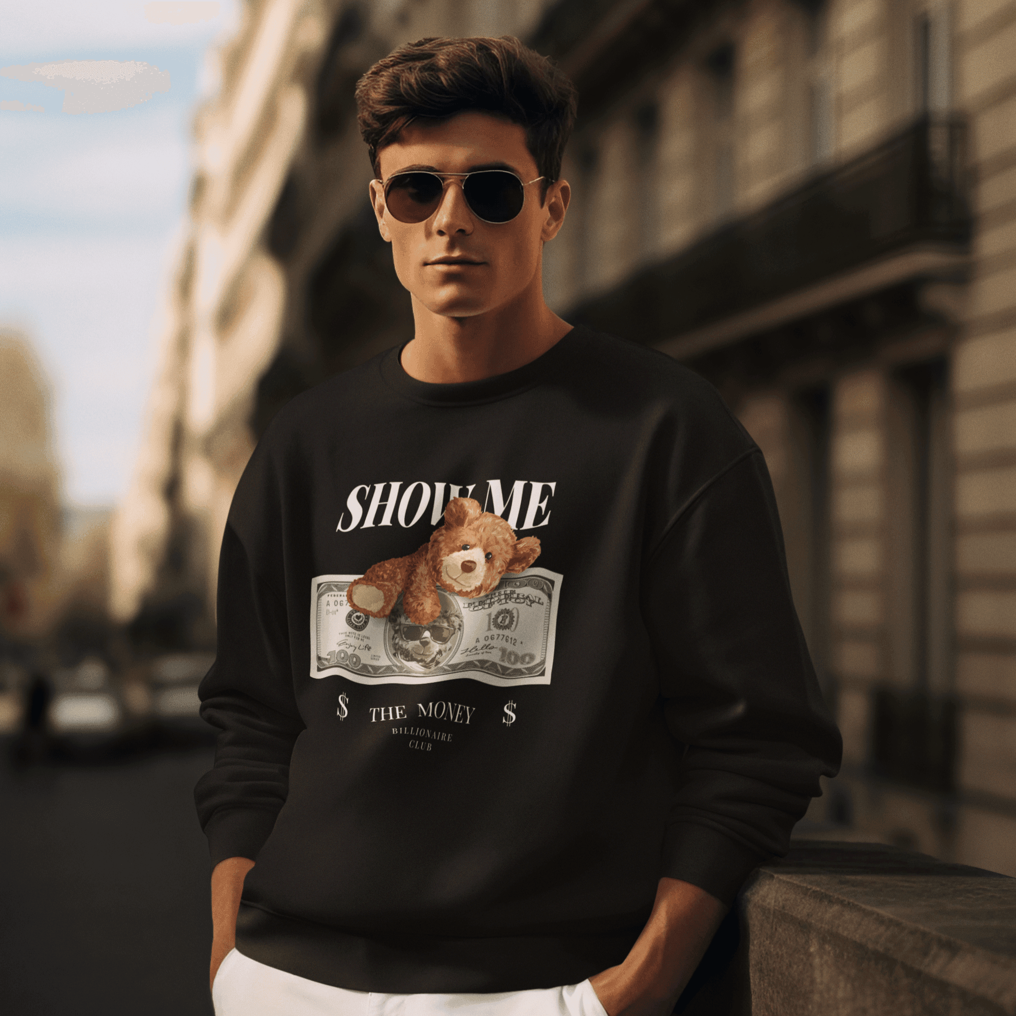 Persepto Teddy Show Me The Money Oversize Sweatshirt - Premium Kalite %100 Pamuk