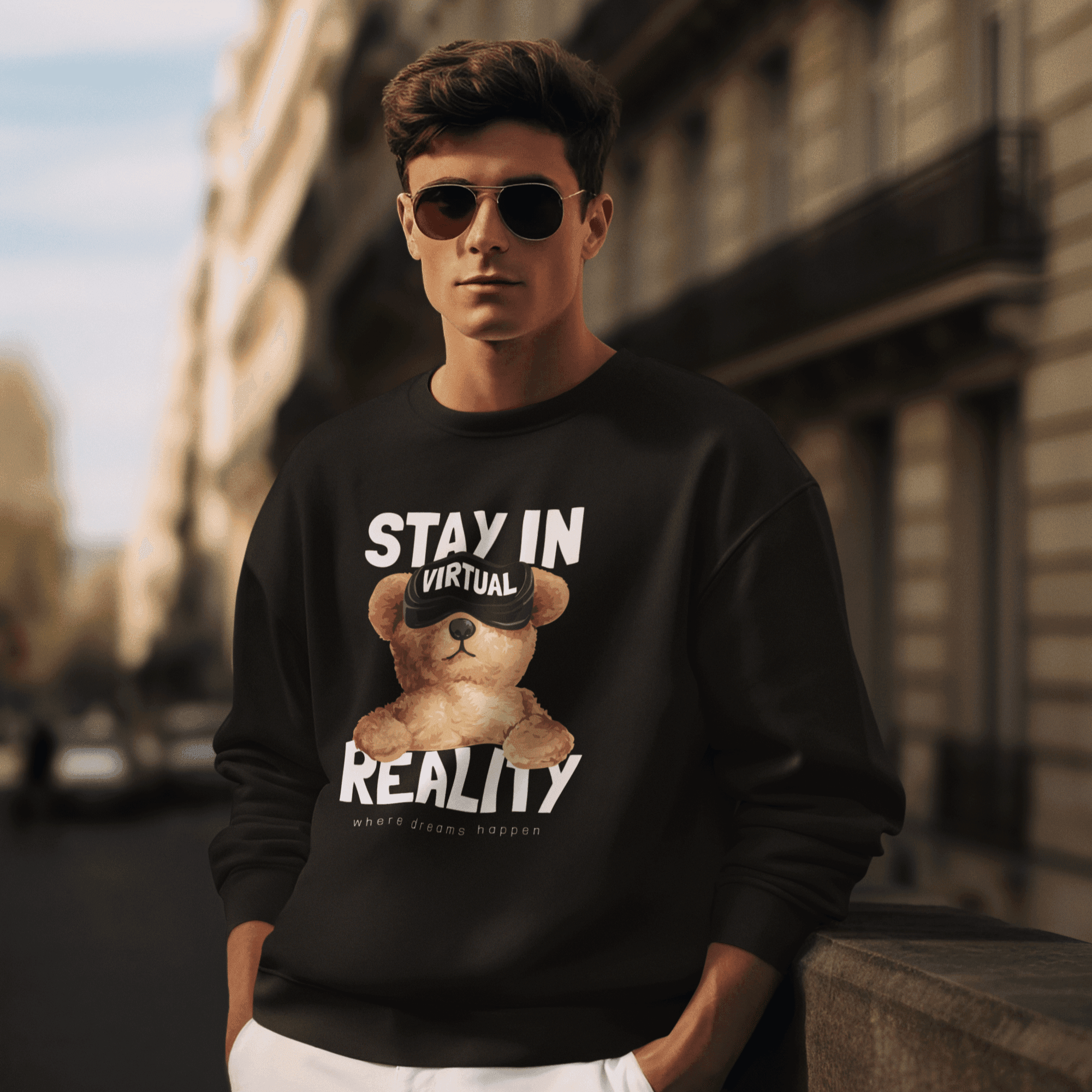 Persepto Teddy Stay In Reality Oversize Sweatshirt - Premium Kalite %100 Pamuk