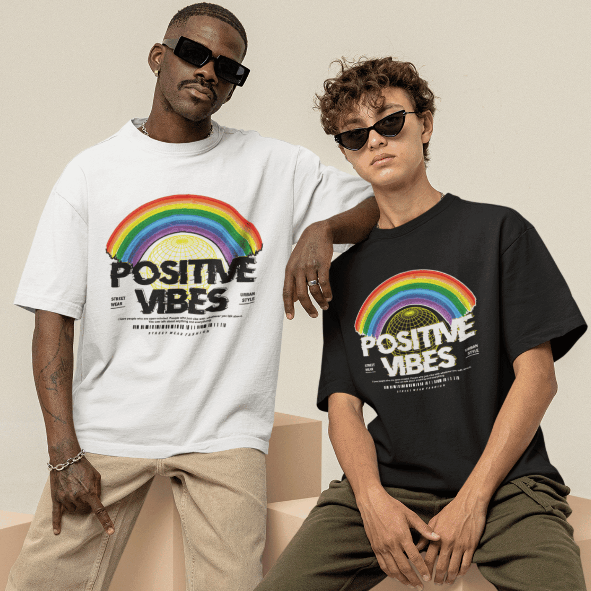 Persepto Pozitive Vibes Oversize T-Shirt - Premium Kalite %100 Pamuk