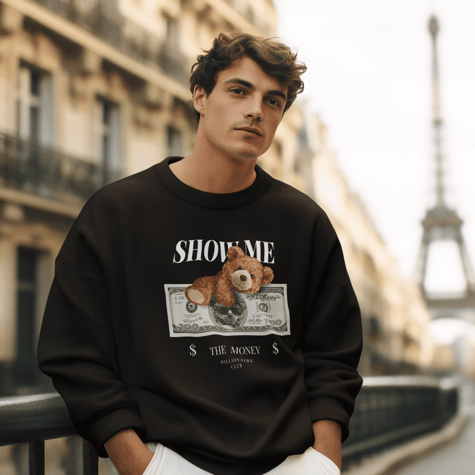 Persepto Teddy Show Me The Money Oversize Sweatshirt - Premium Kalite %100 Pamuk image