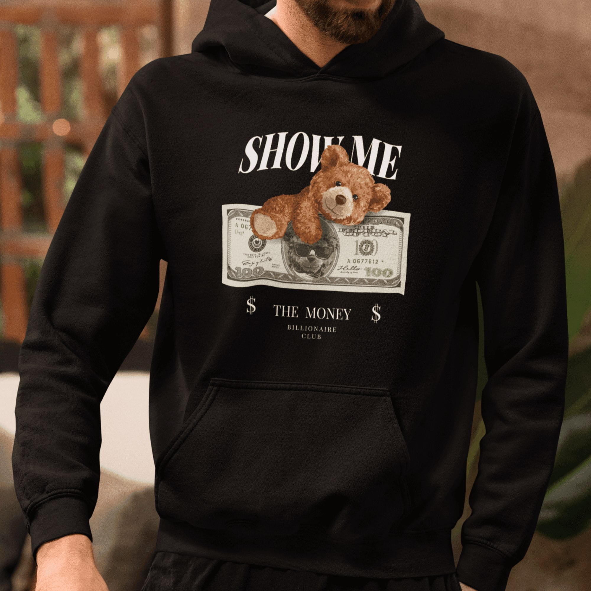 Persepto Teddy Show Me The Money Play Oversize Hoodie (Kapşonlu Sweatshirt) - Premium Kalite %100 Pamuk main variant image