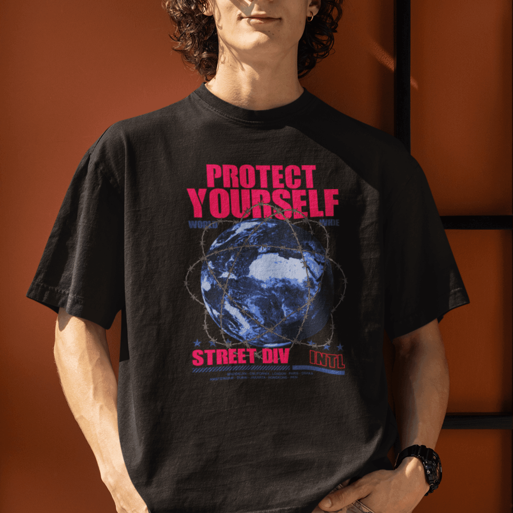 Persepto Protect Yourself Oversize T-Shirt - Premium Kalite %100 Pamuk image