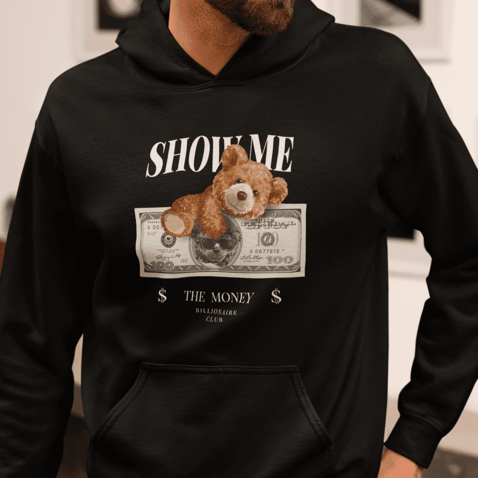 Persepto Teddy Show Me The Money Play Oversize Hoodie (Kapşonlu Sweatshirt) - Premium Kalite %100 Pamuk