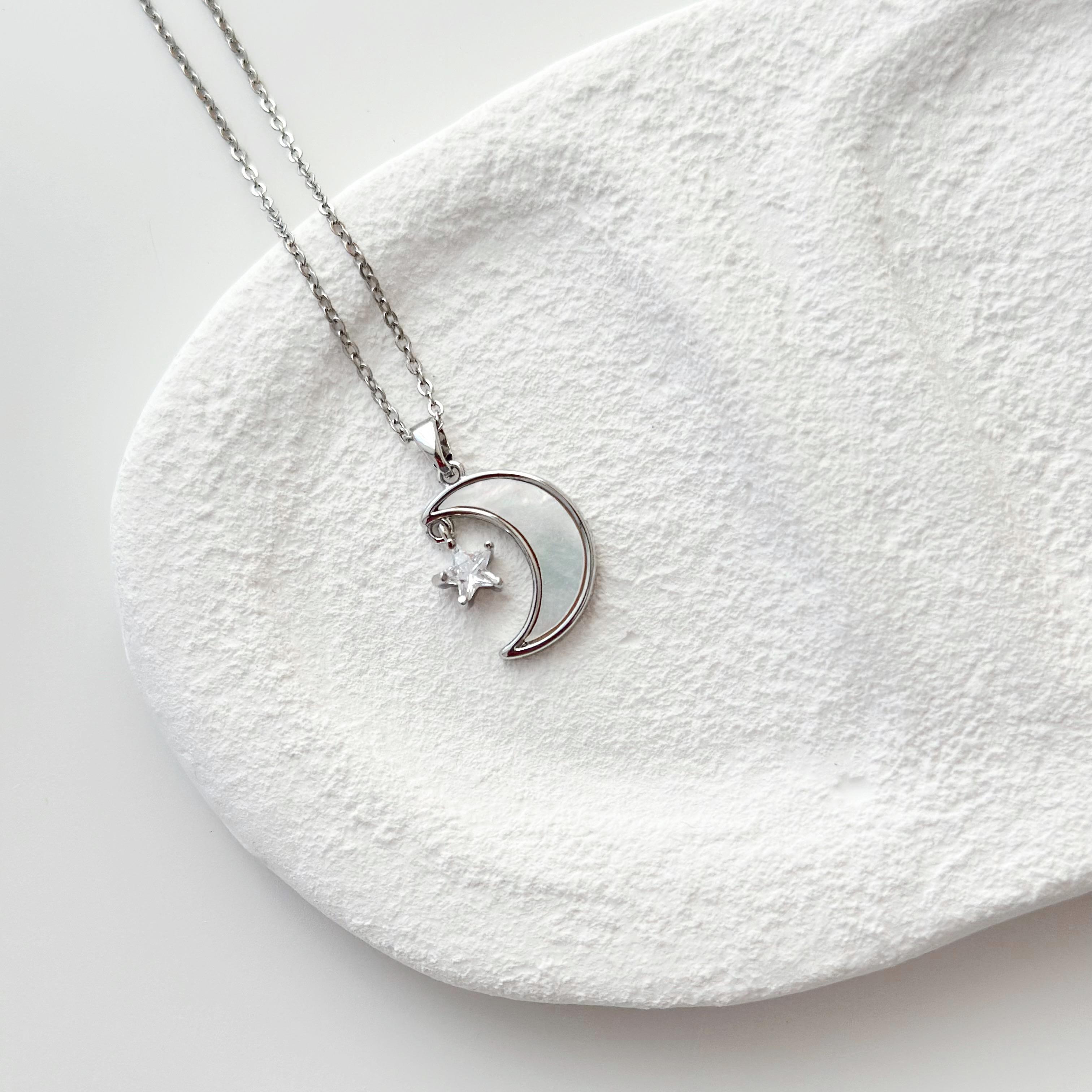 Crescent Rodyum Kolye