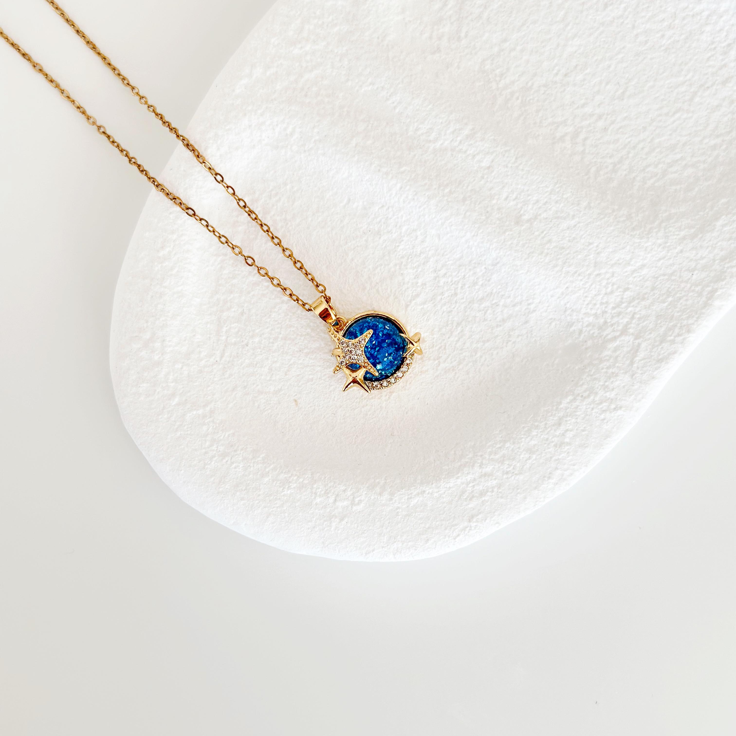 Aventurin gold Çelik Kolye