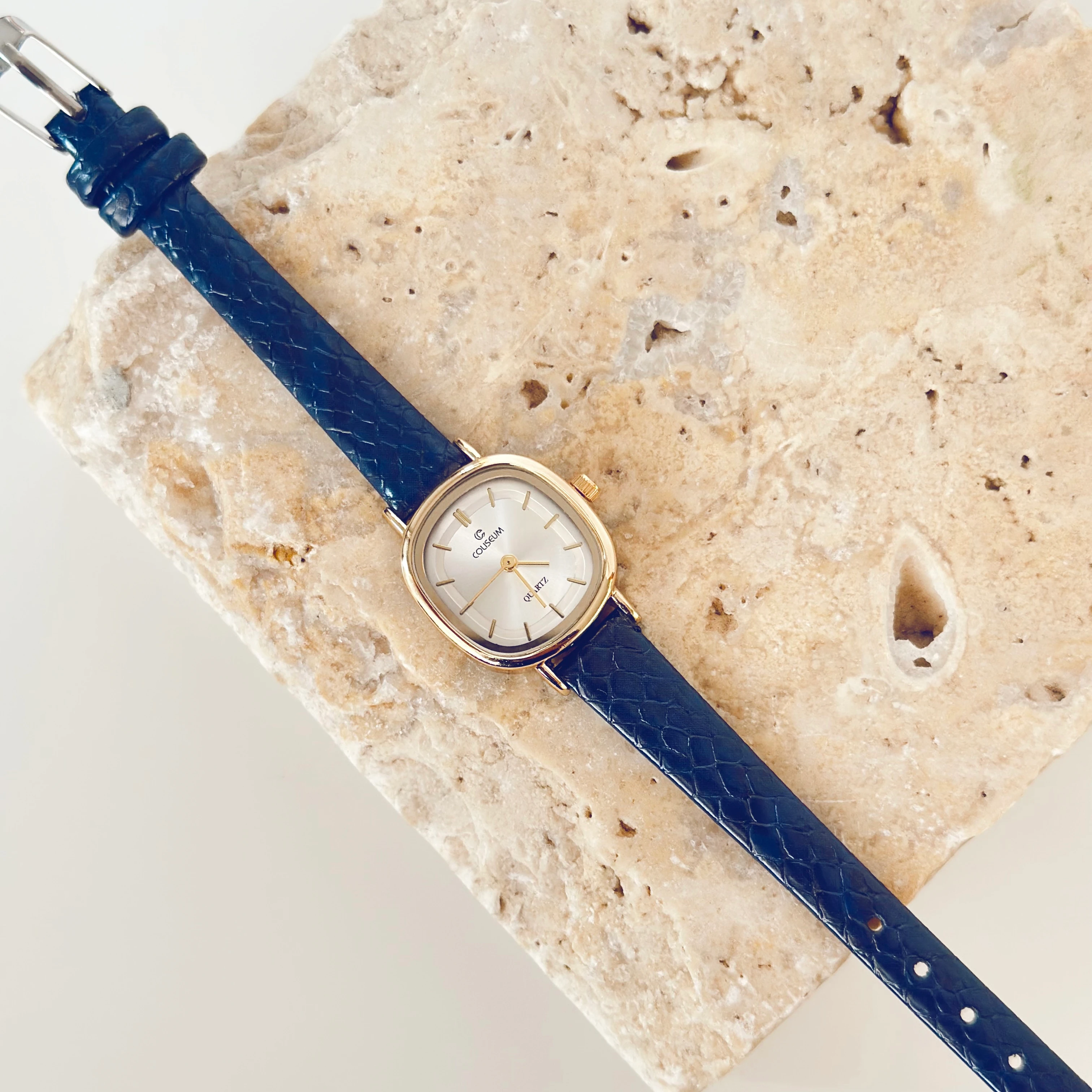 Phire Gold Deri Lacivert Kordon Saat