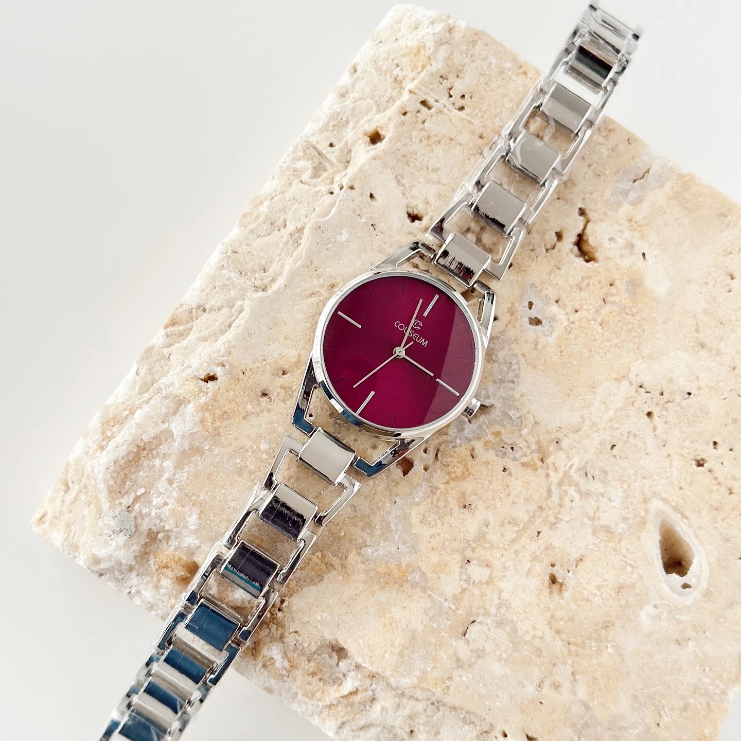 Minho Gümüş Saat Bordo