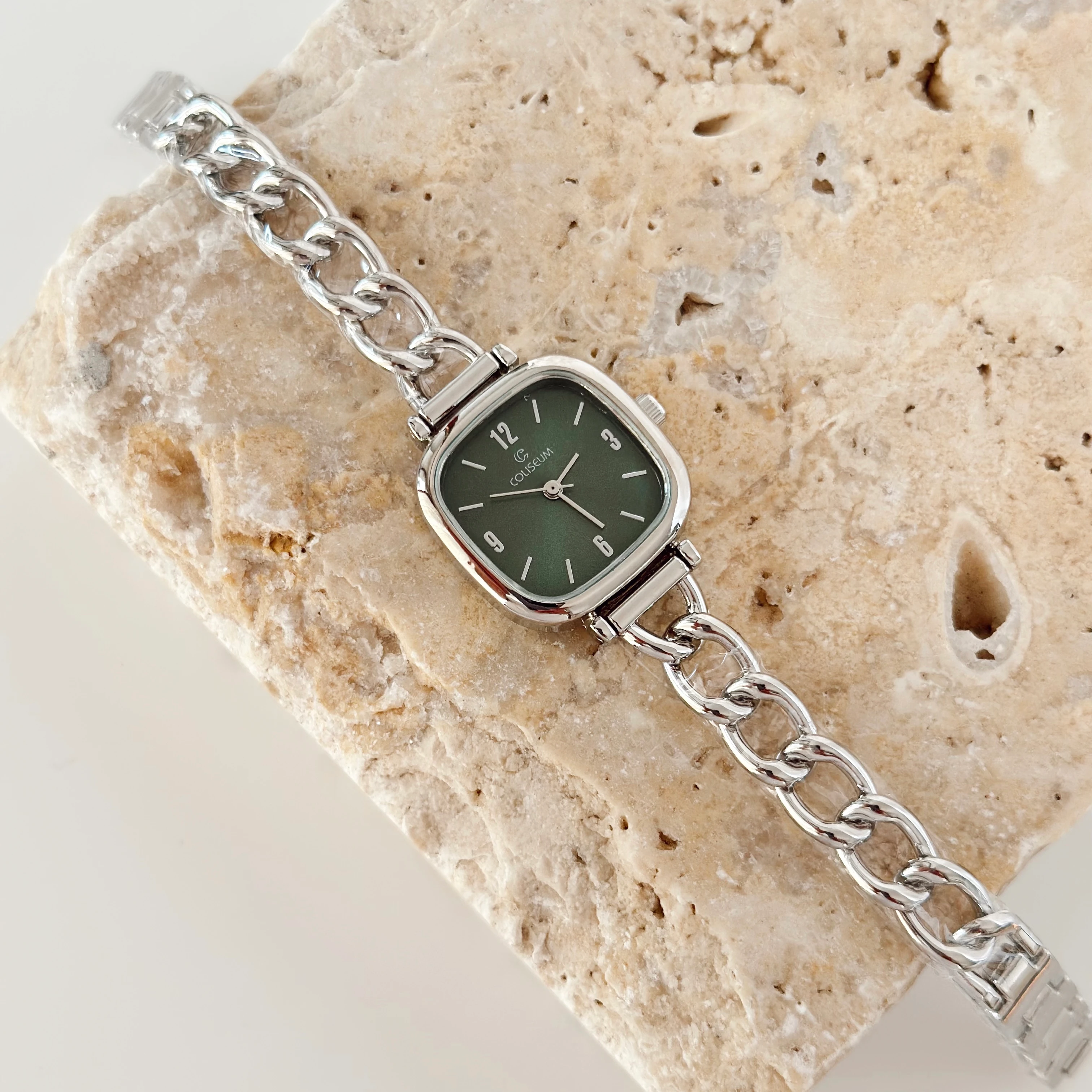 Corrente Gümüş Saat Yeşil