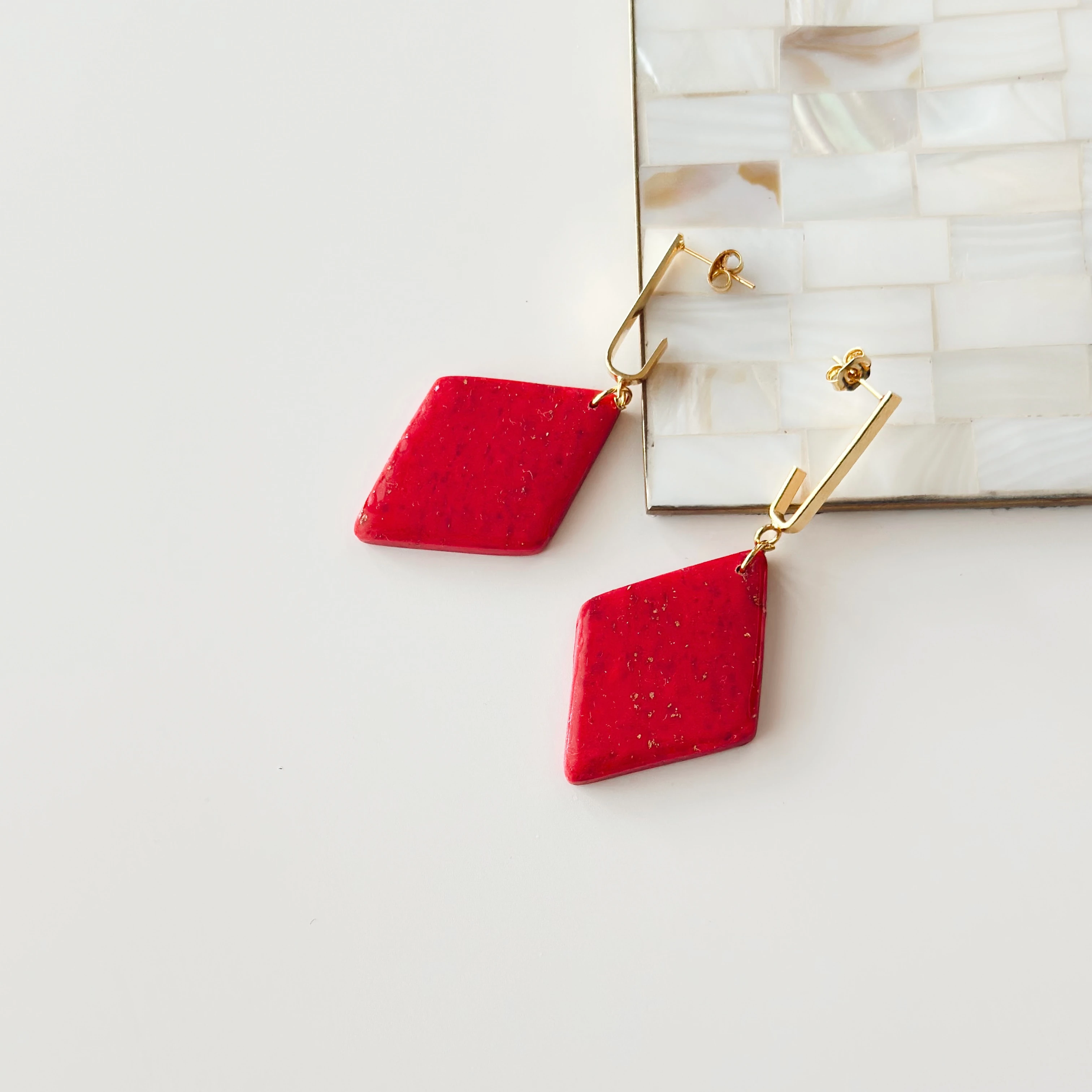 Cloud Fuşya Handmade Geometrik Küpe