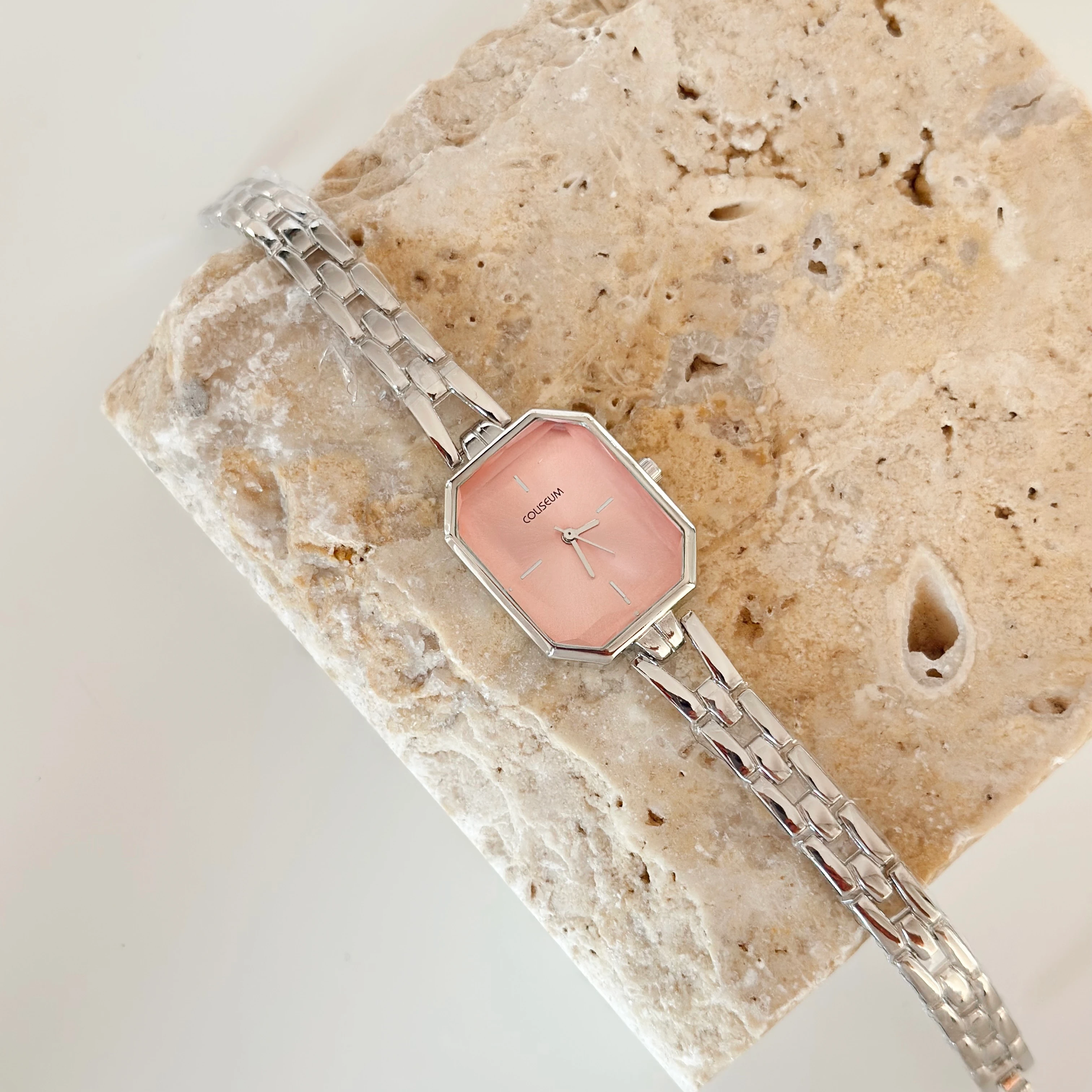 Angulaire Gümüş Saat Pembe