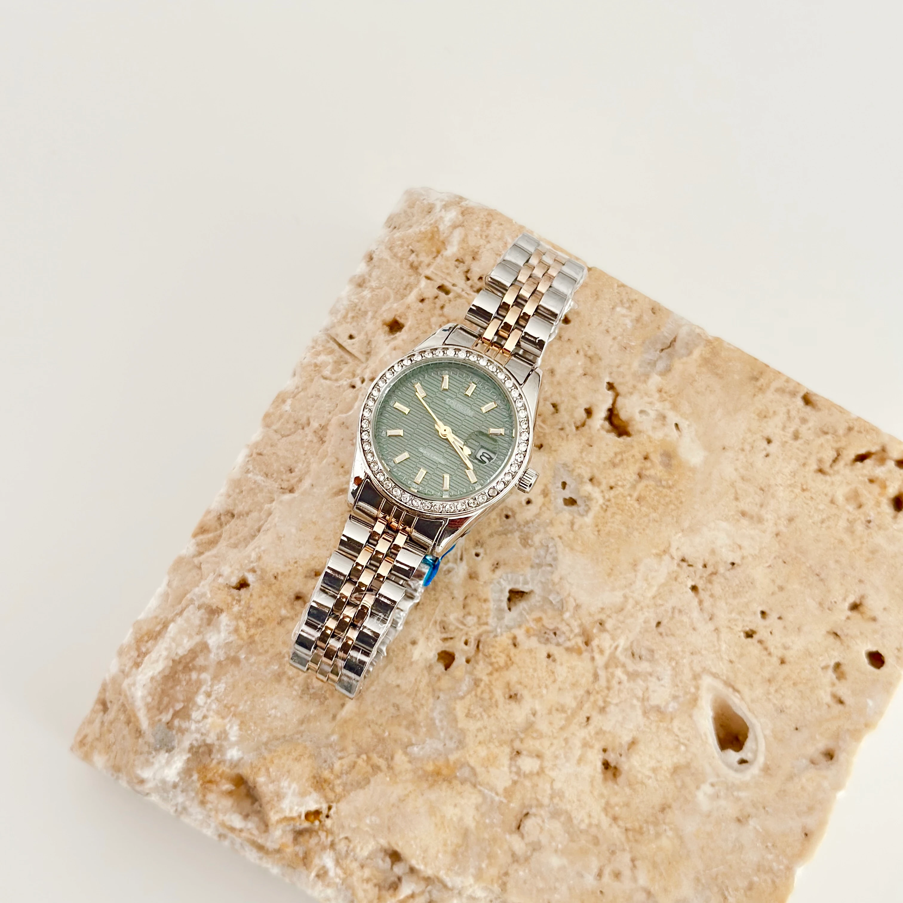 Glace Gold Gümüş Saat Yeşil