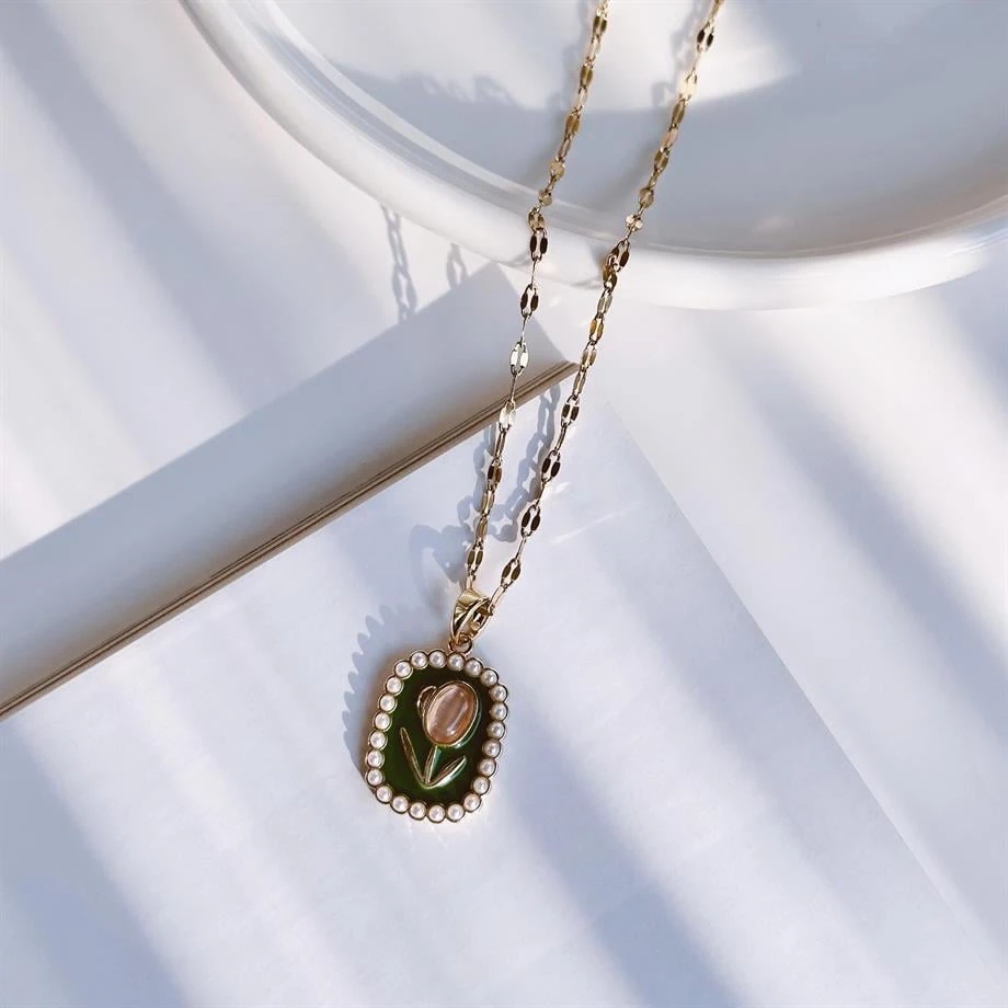 Lale Kolye Çelik kolye