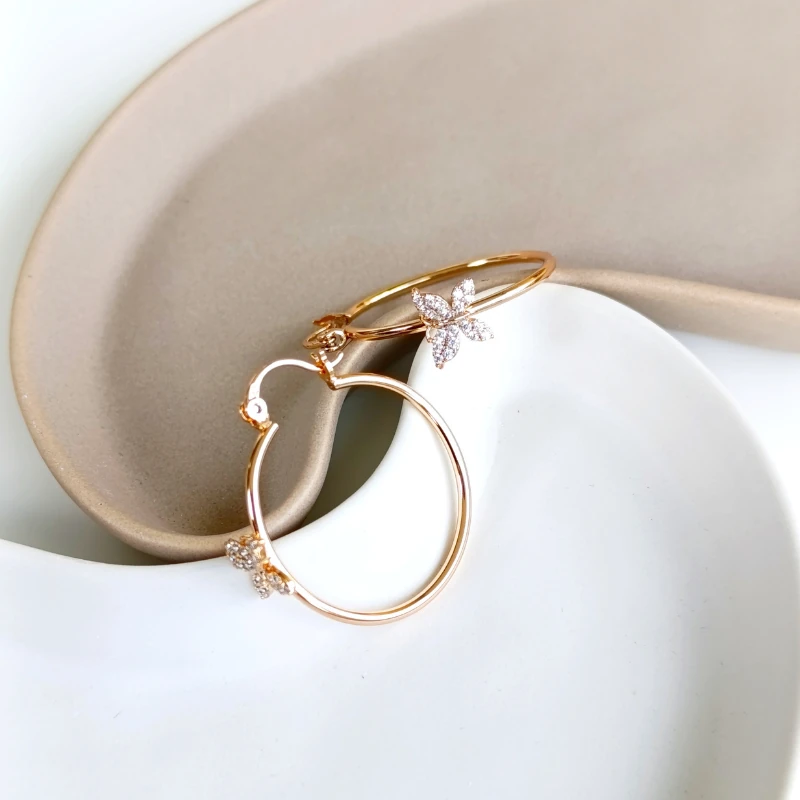 Borboleta gold çelik küpe