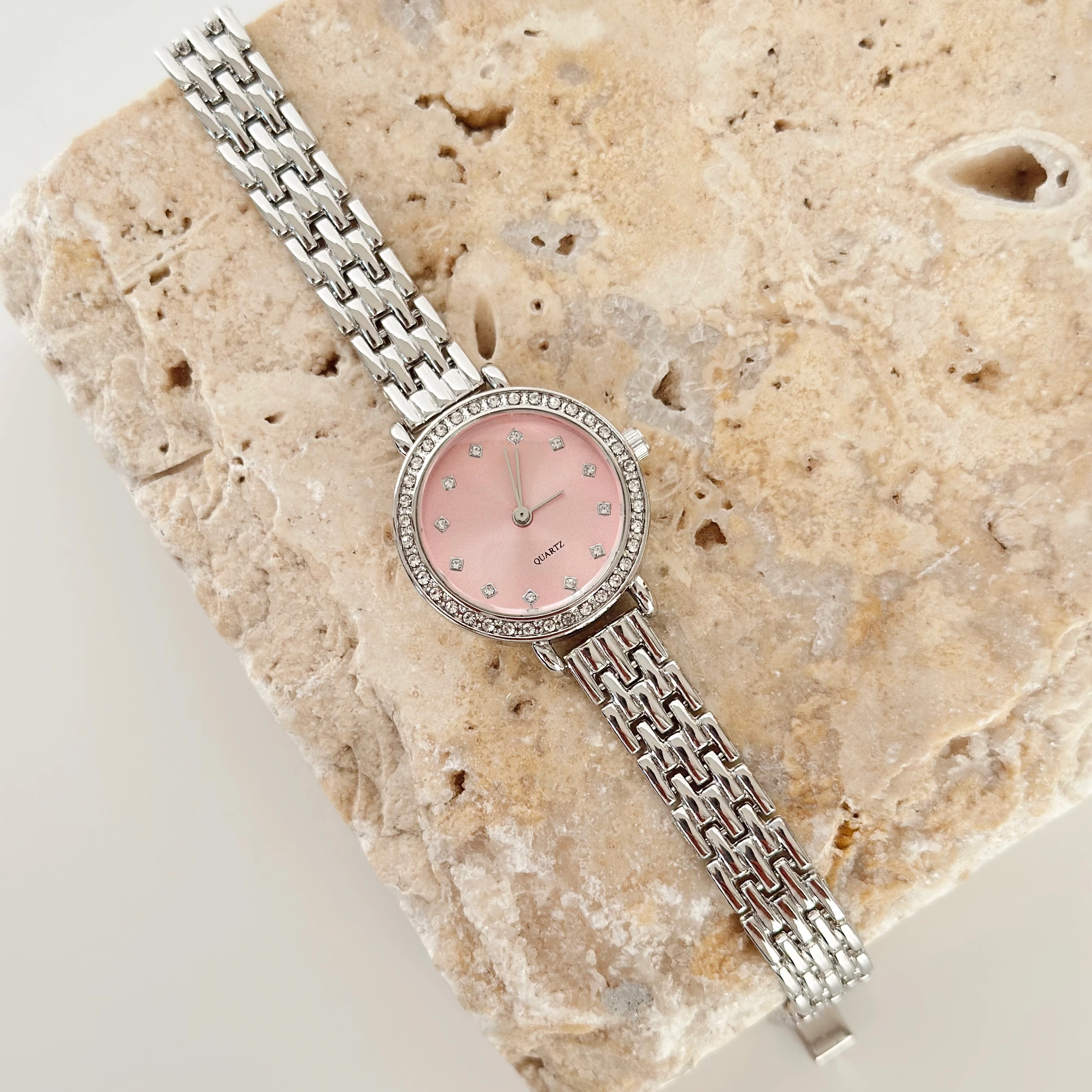 Petite Gümüş Saat Pembe
