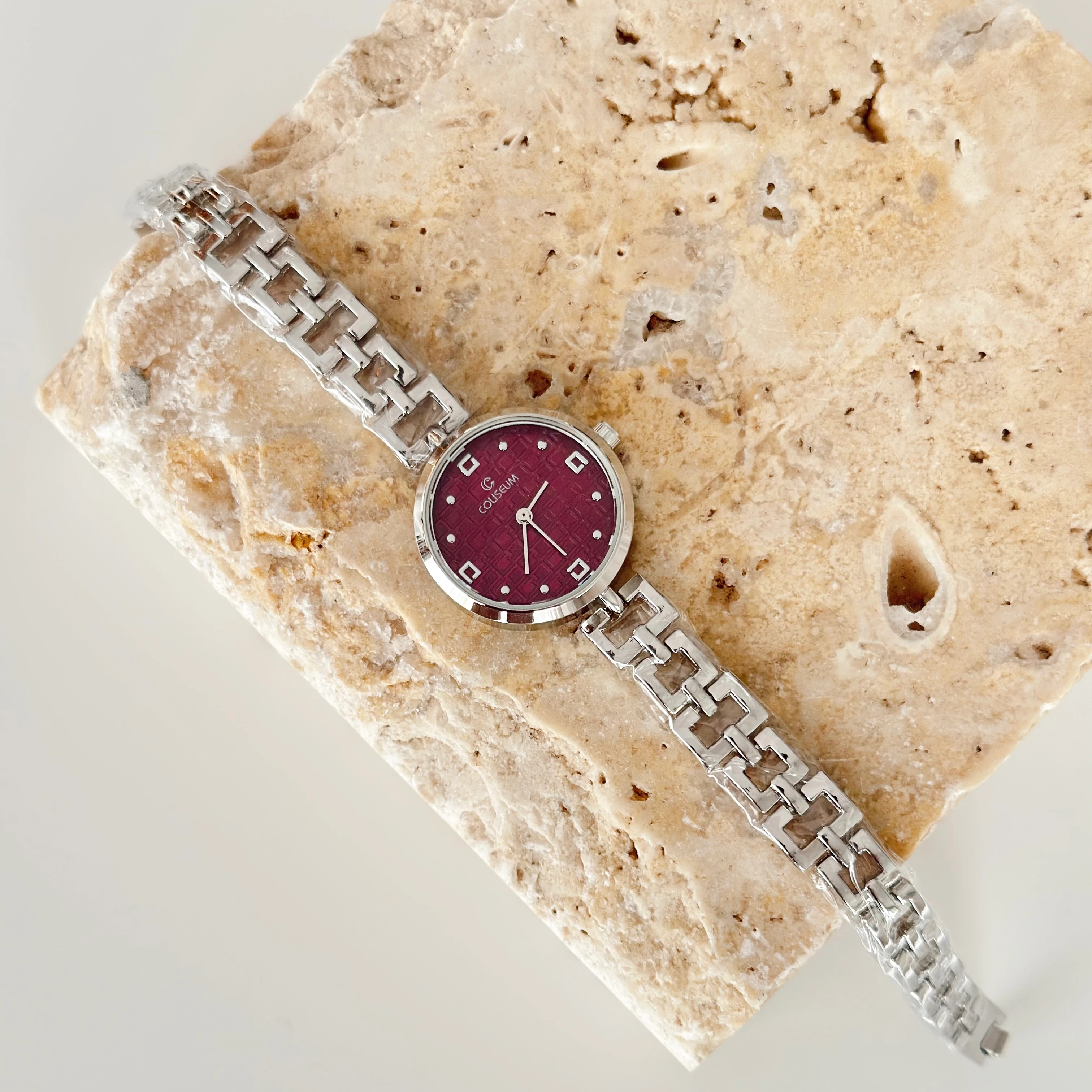 Dourado Gümüş Saat bordo