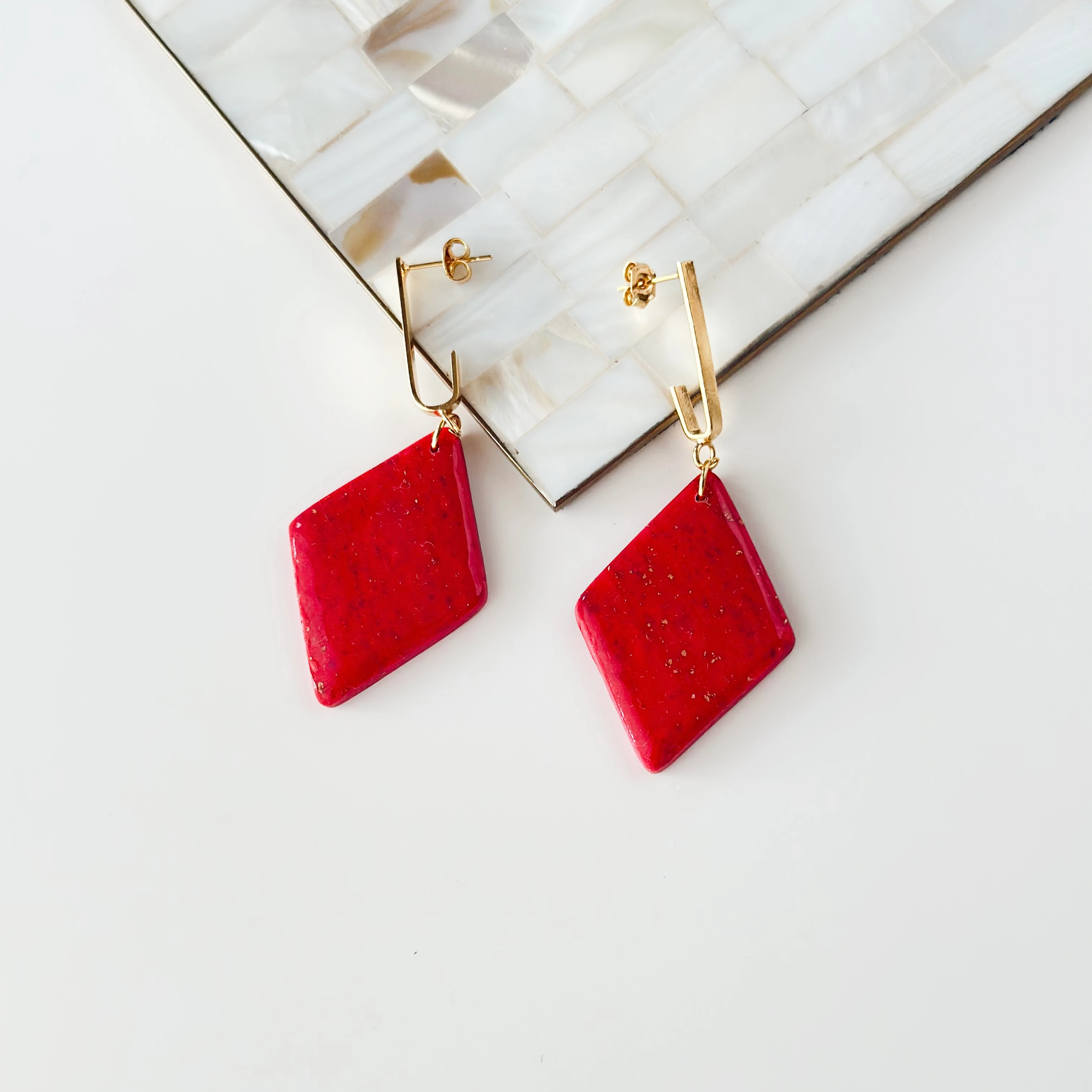 Cloud Fuşya Handmade Geometrik Küpe