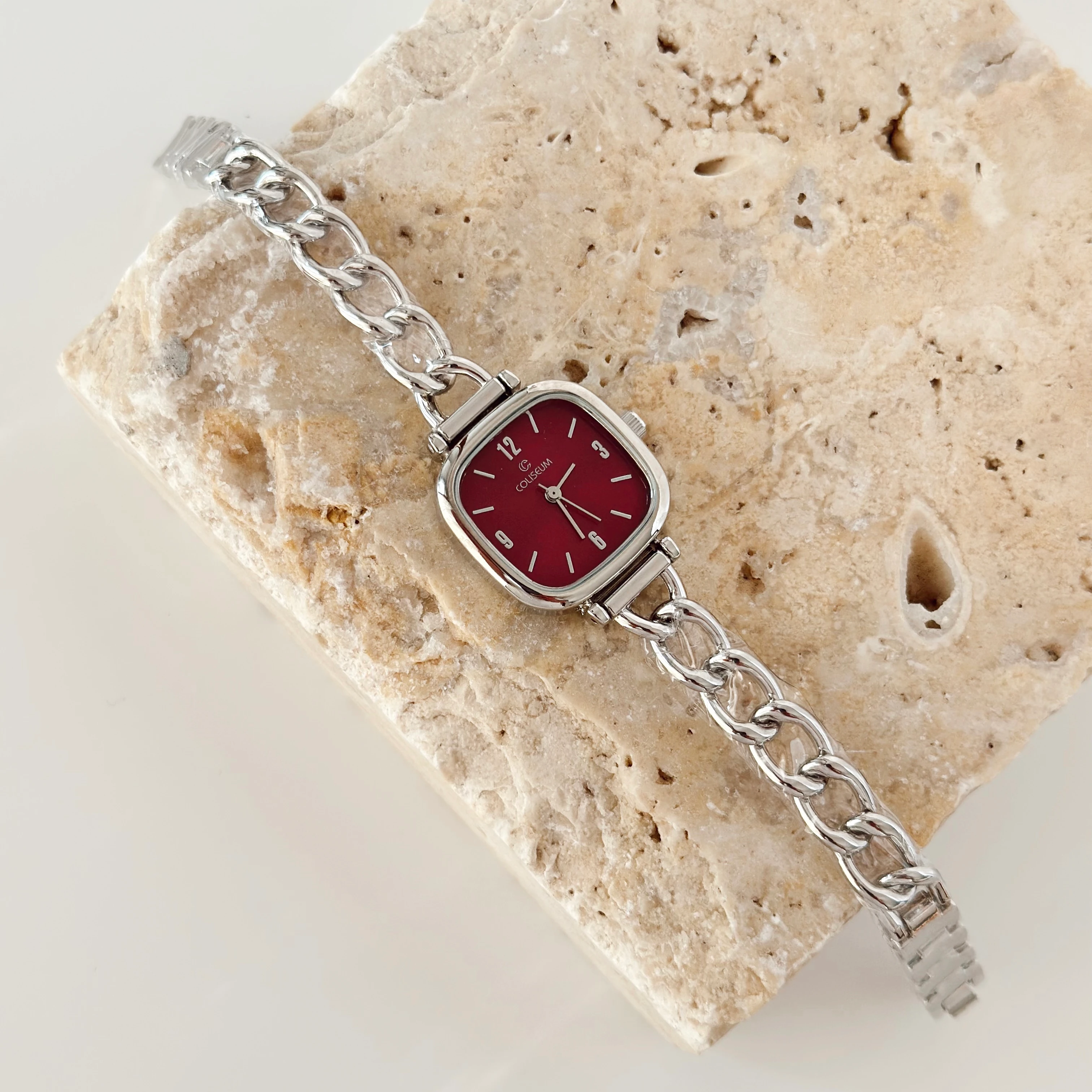 Corrente Gümüş Saat Bordo
