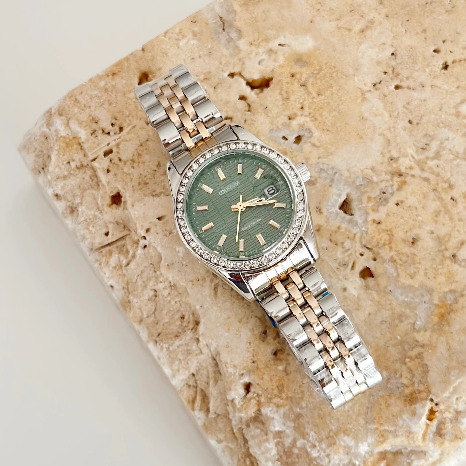 Glace Gold Gümüş Saat Yeşil