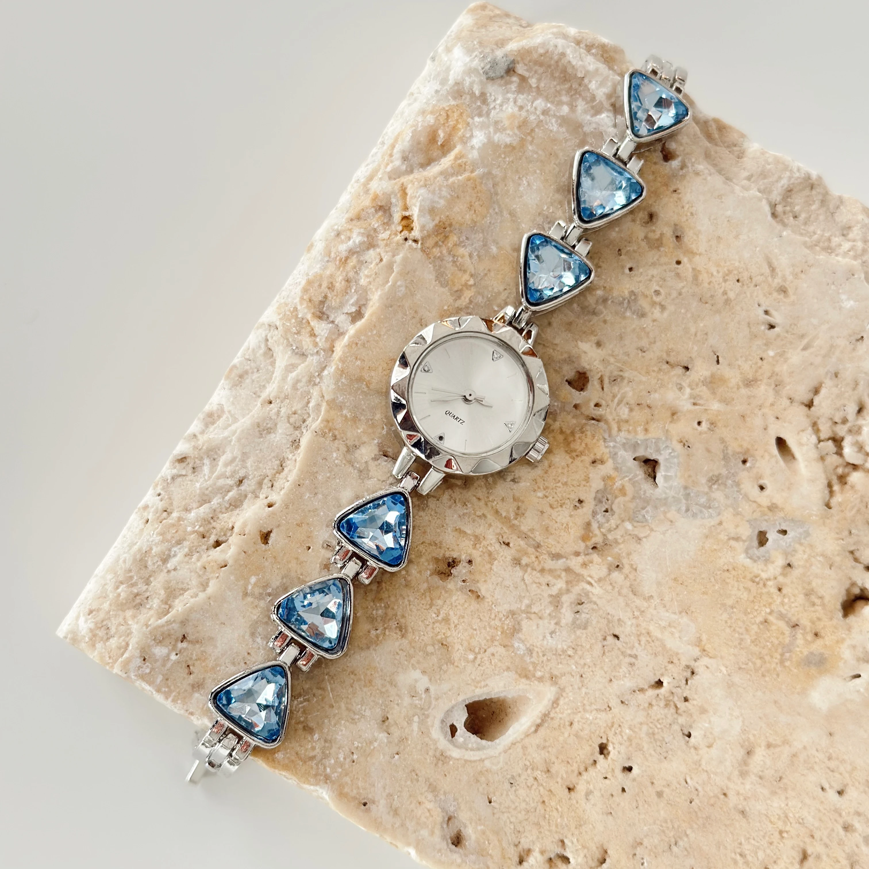 Lagoa Saat Gümüş Mavi Taşlı