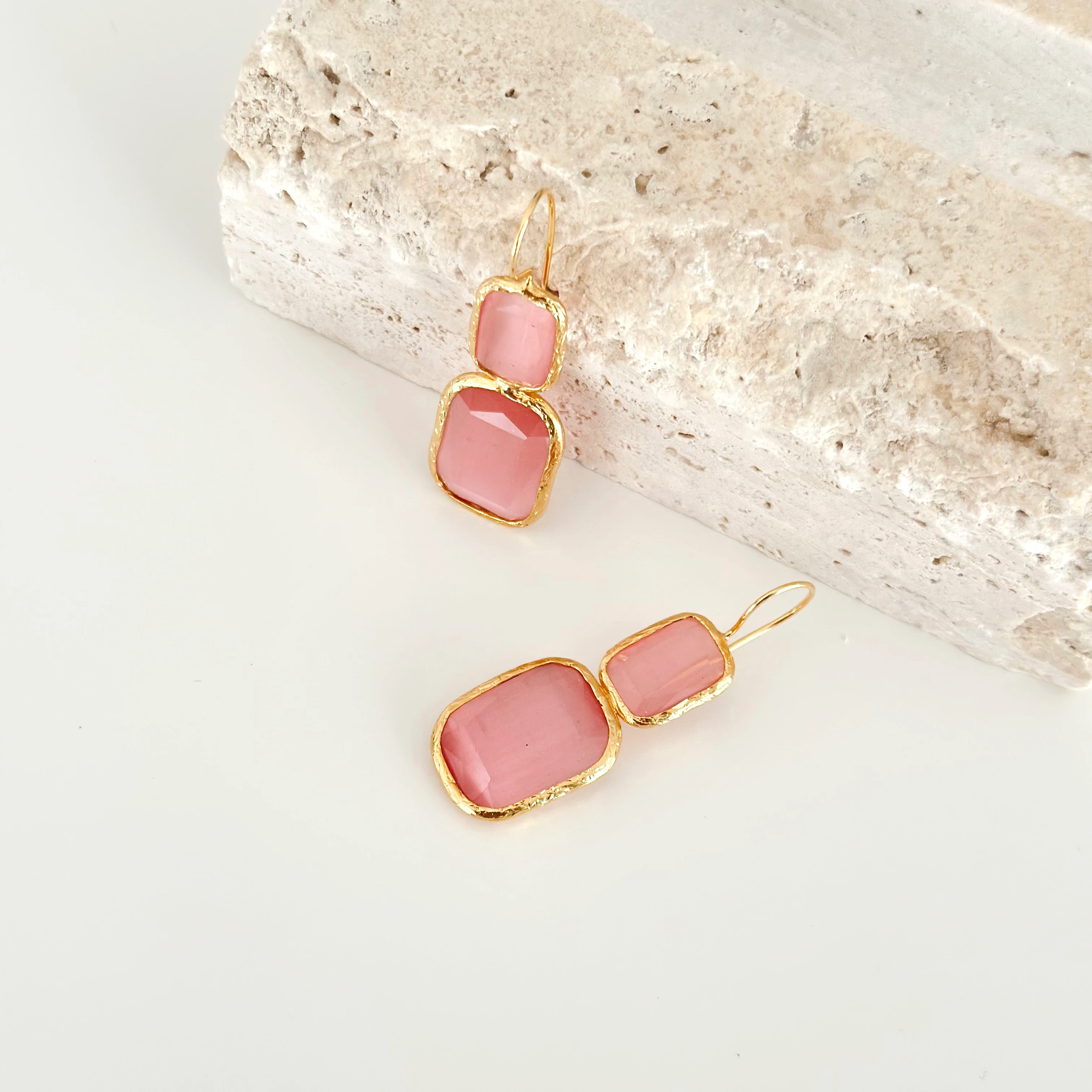 Rodonit Doğal Taş Küpe