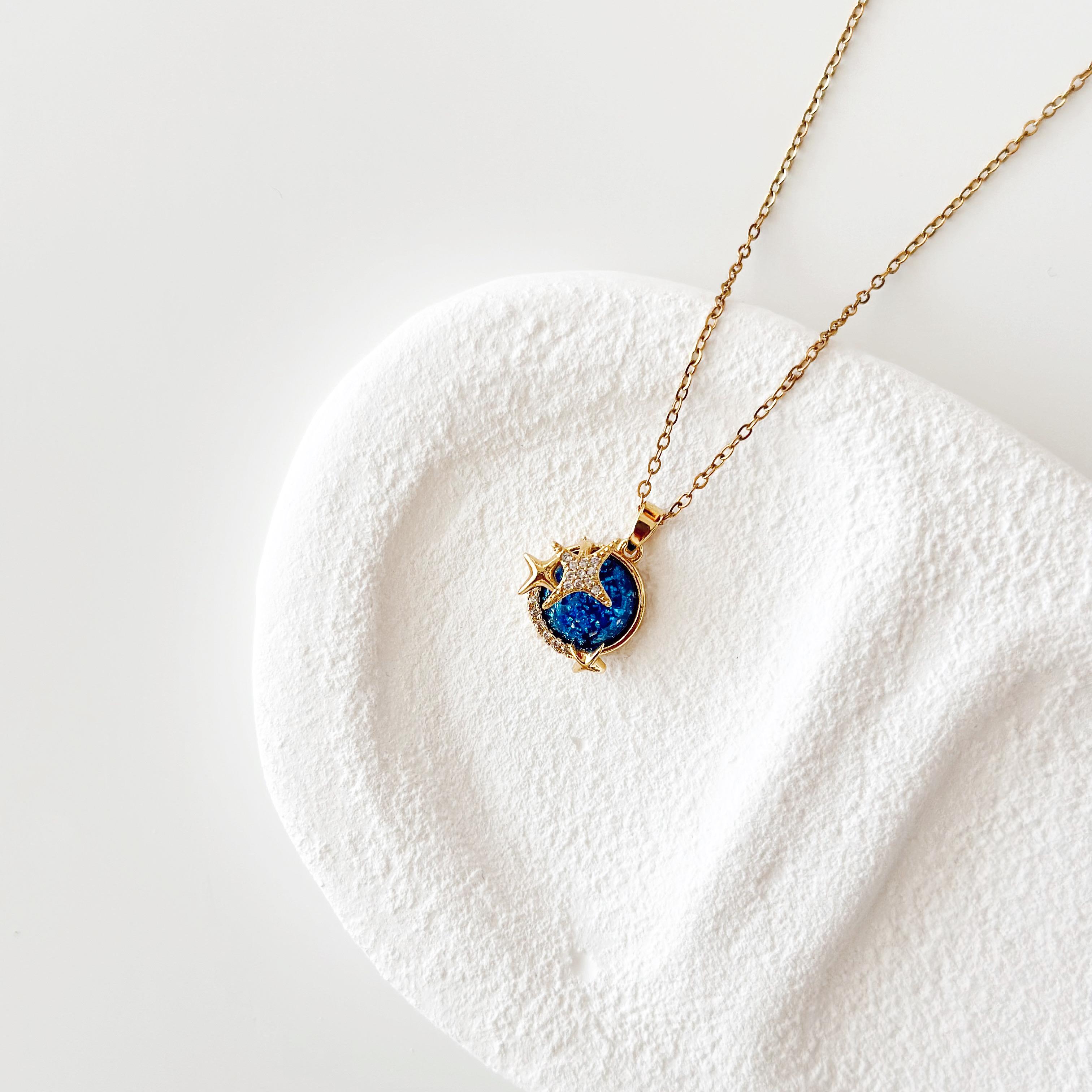 Aventurin gold Çelik Kolye