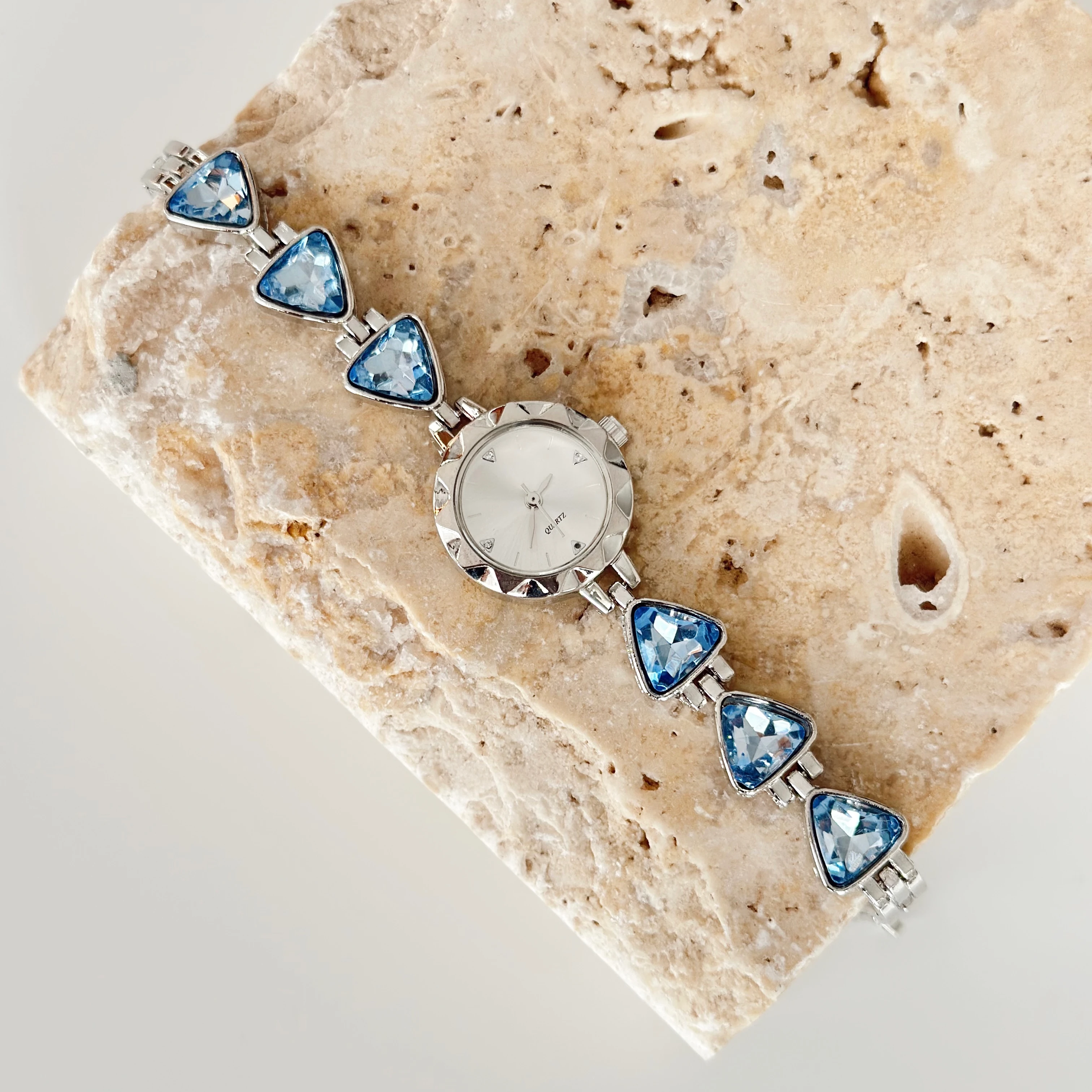 Lagoa Saat Gümüş Mavi Taşlı