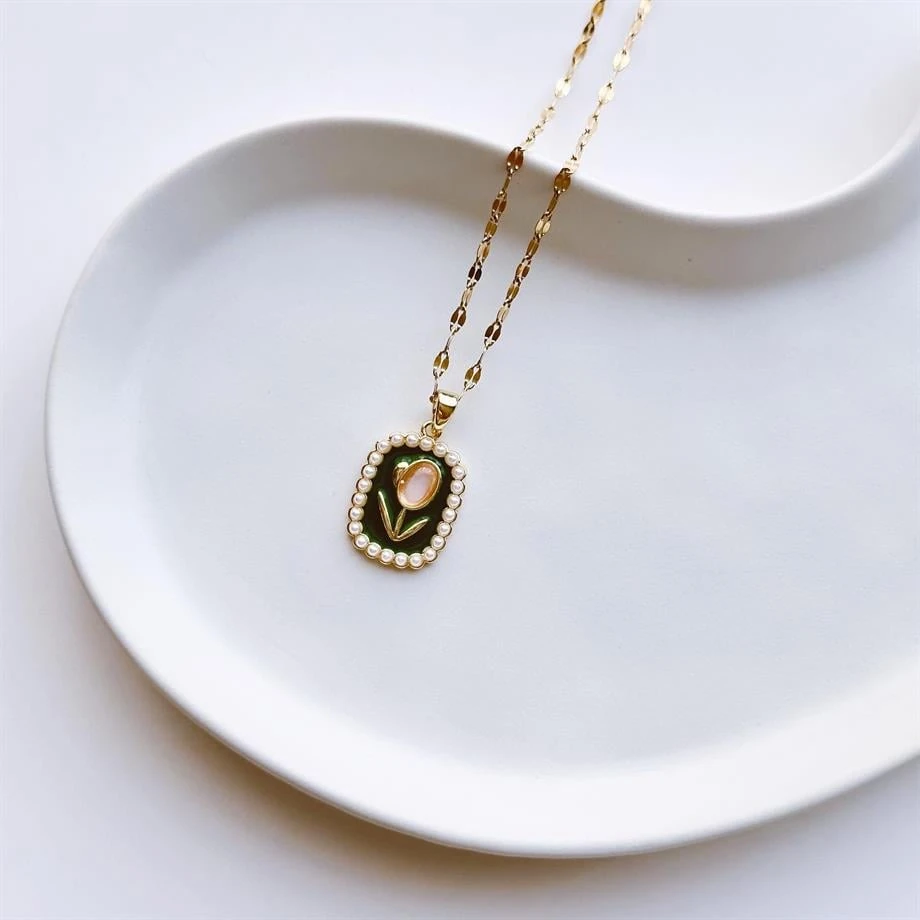 Lale Kolye Çelik kolye