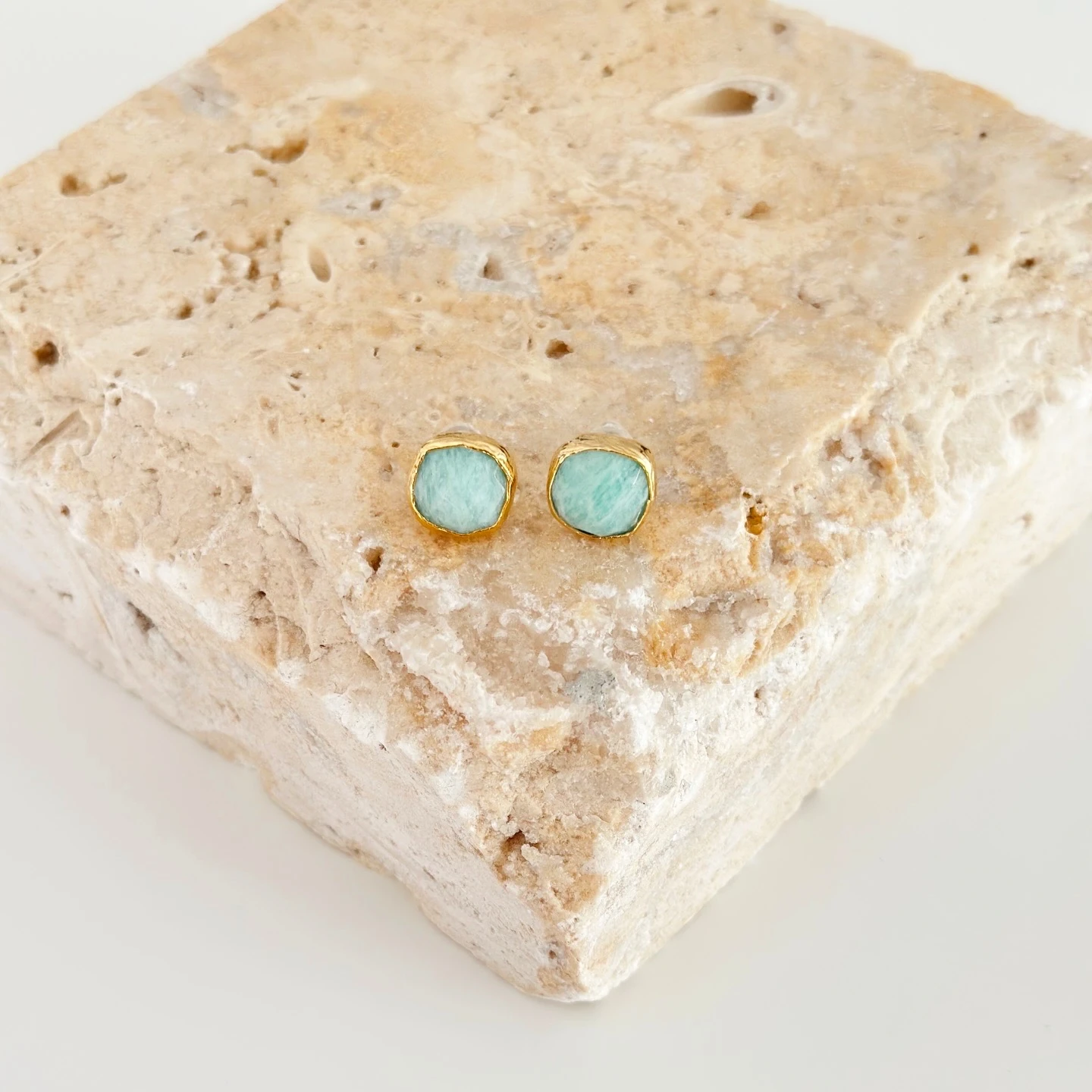 Mini Amazonit Drop Doğal Taş Küpe