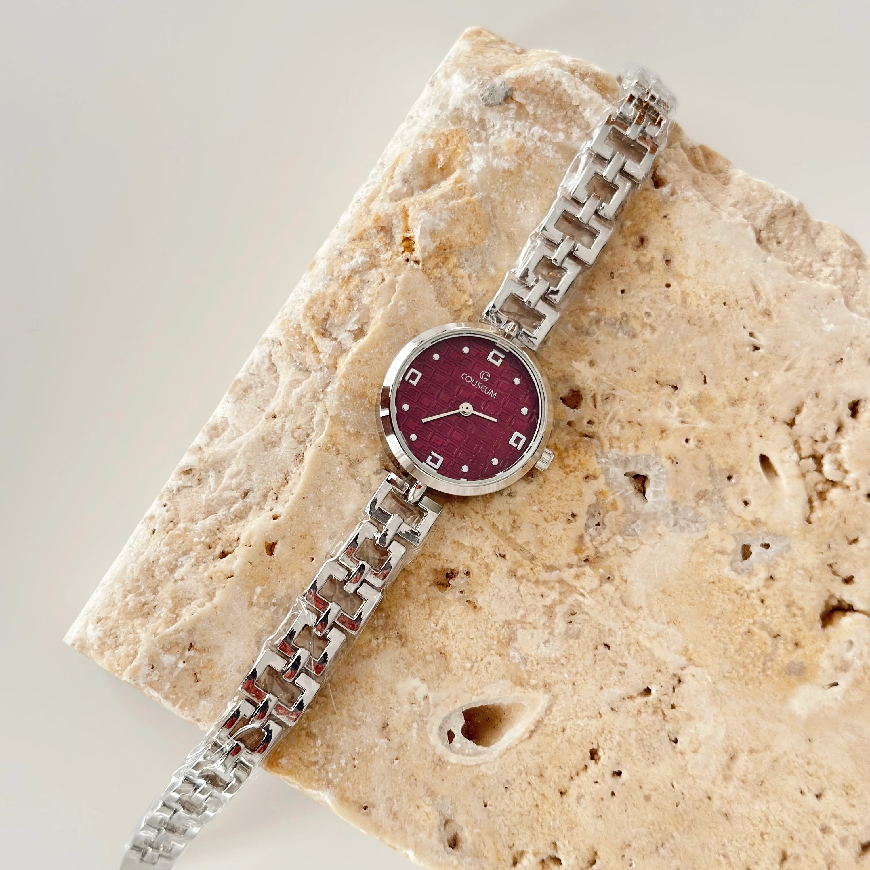 Dourado Gümüş Saat bordo