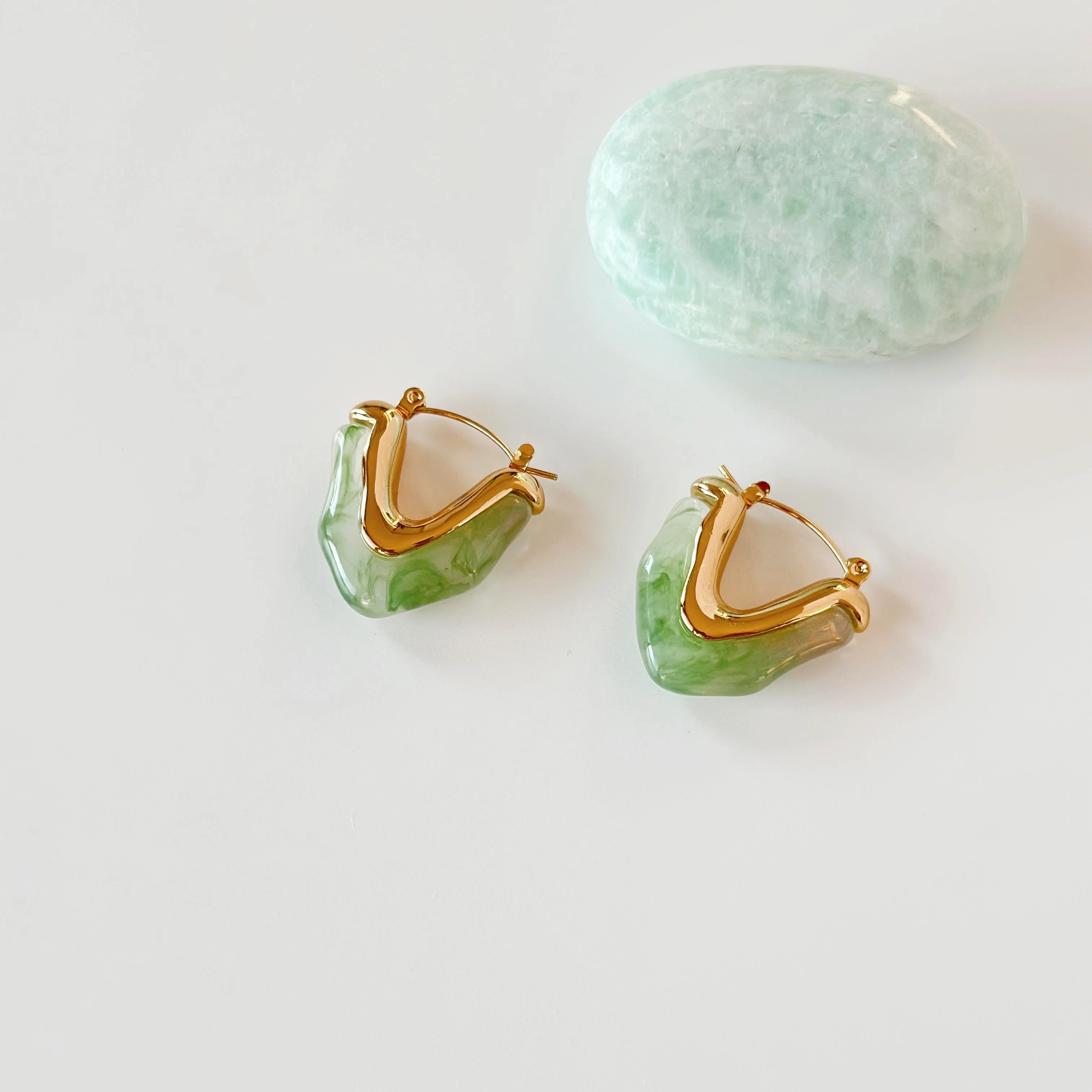 Mint green Çelik küpe