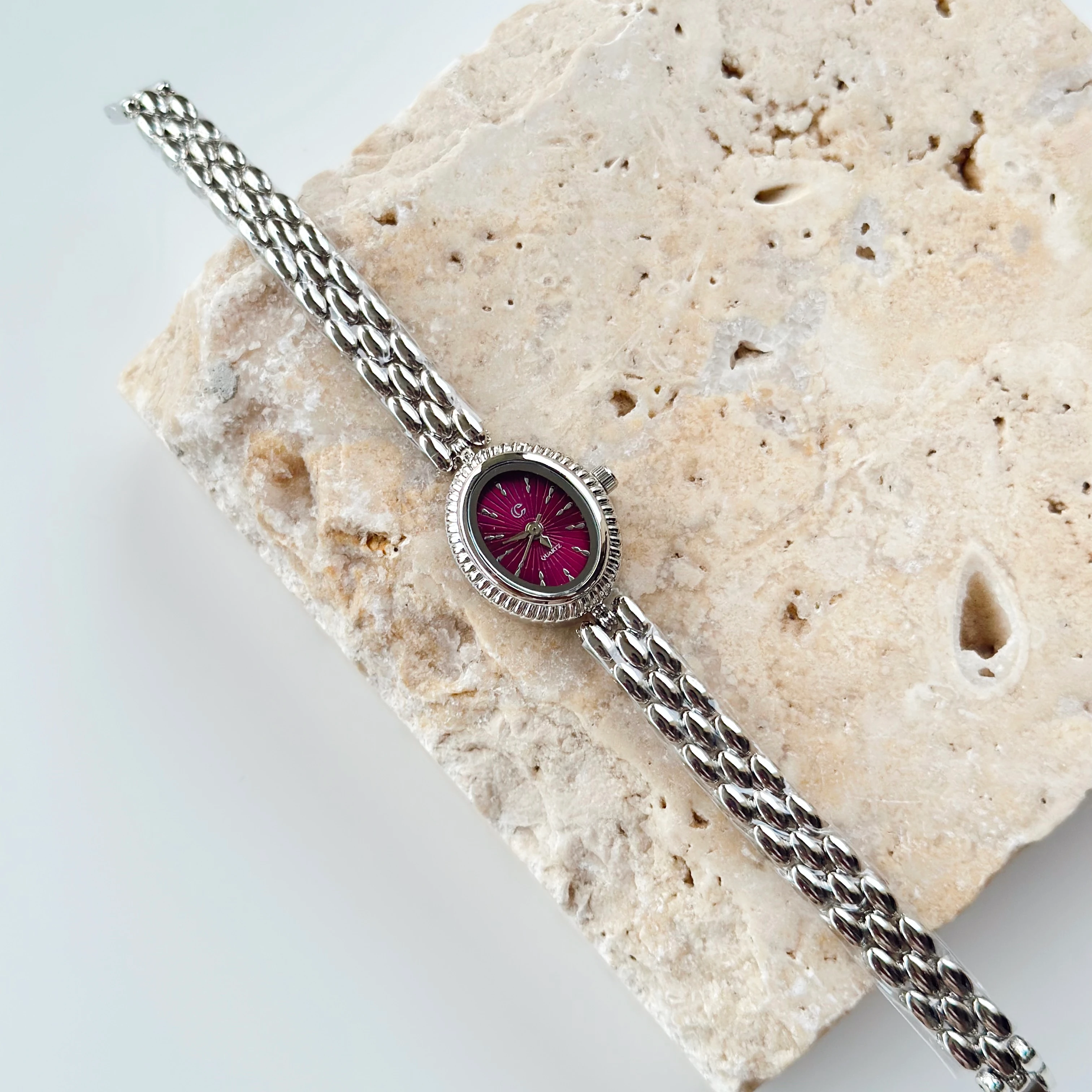 Duero Gümüş Saat Bordo