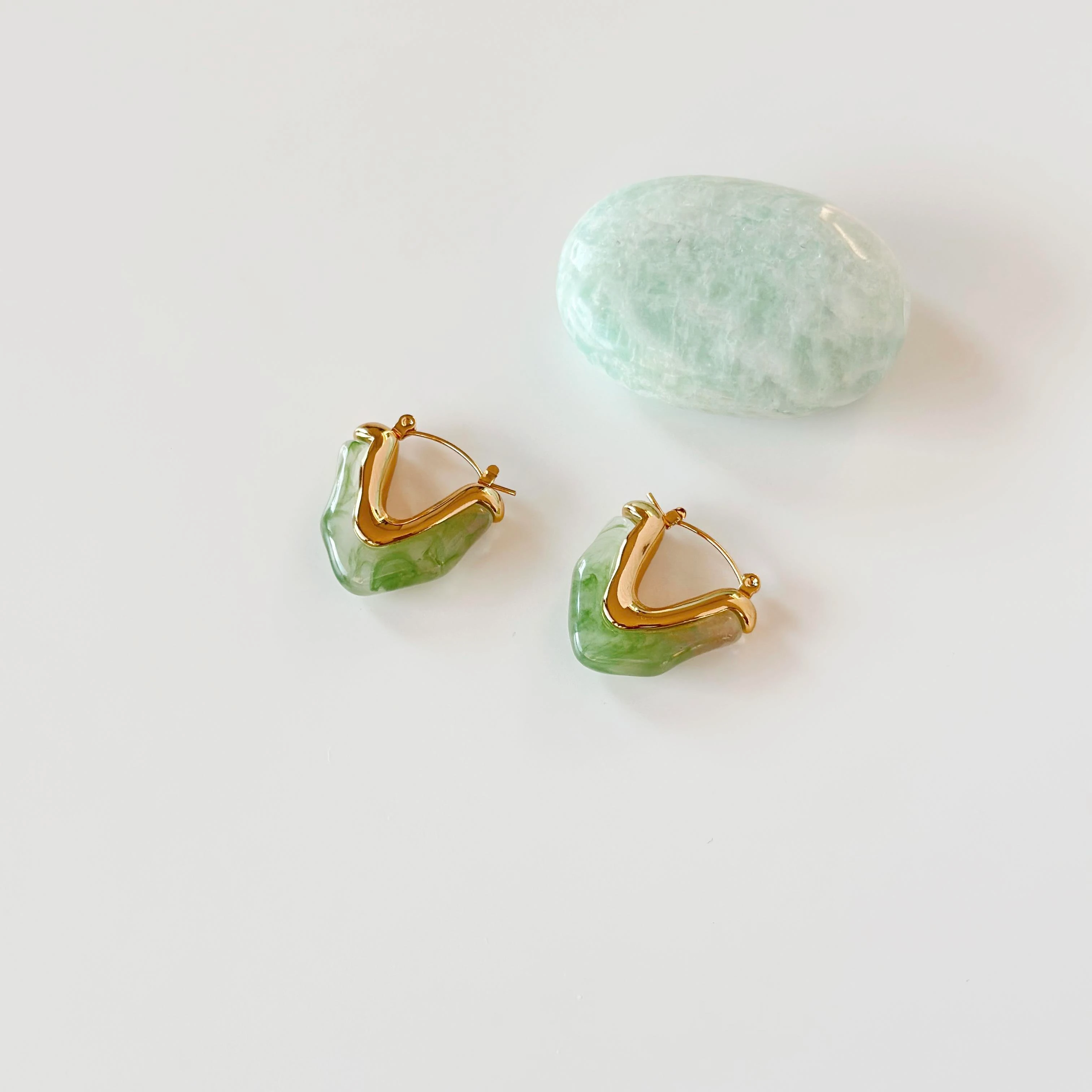 Mint green Çelik küpe