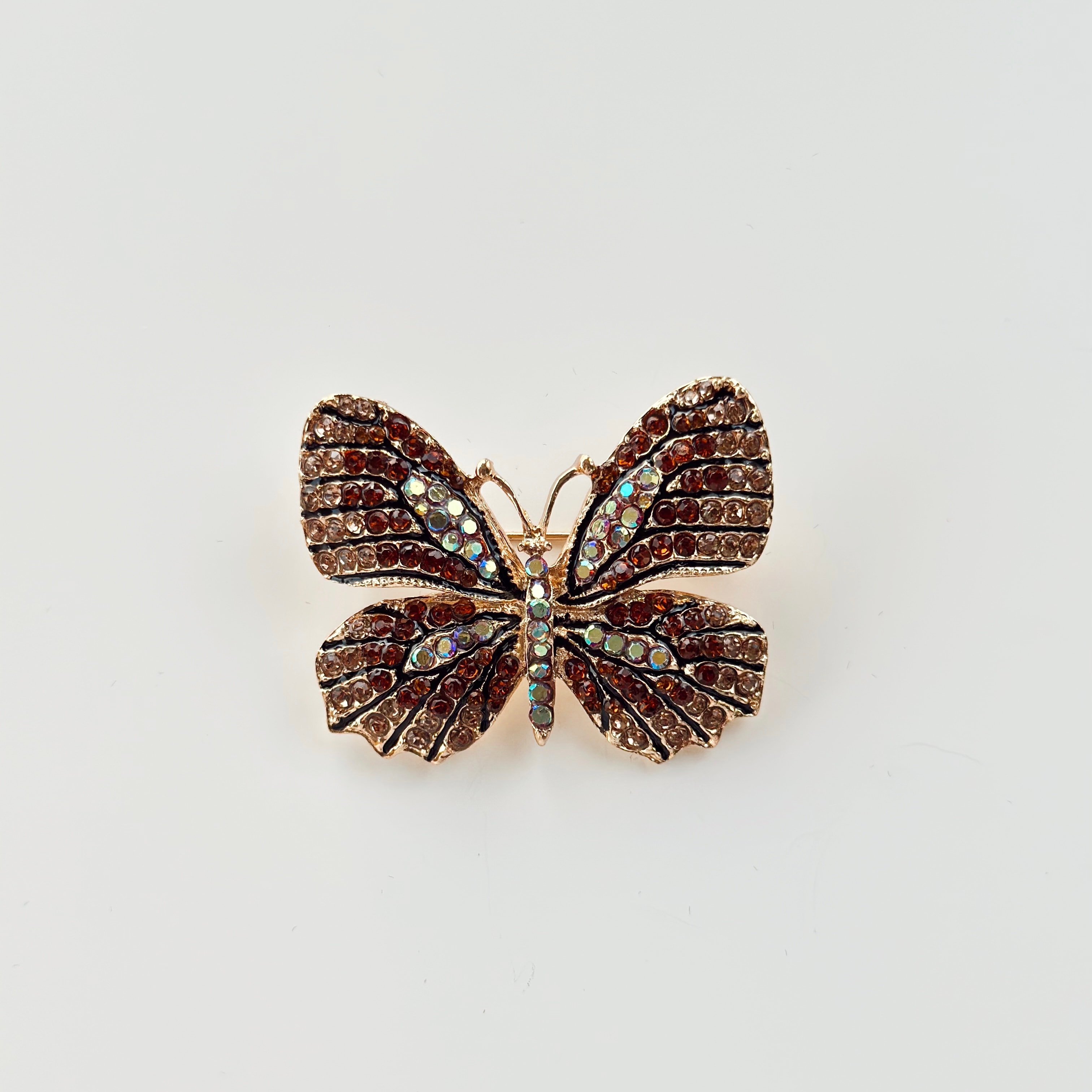 Kırmızı taşlı Kelebek Gold Broş