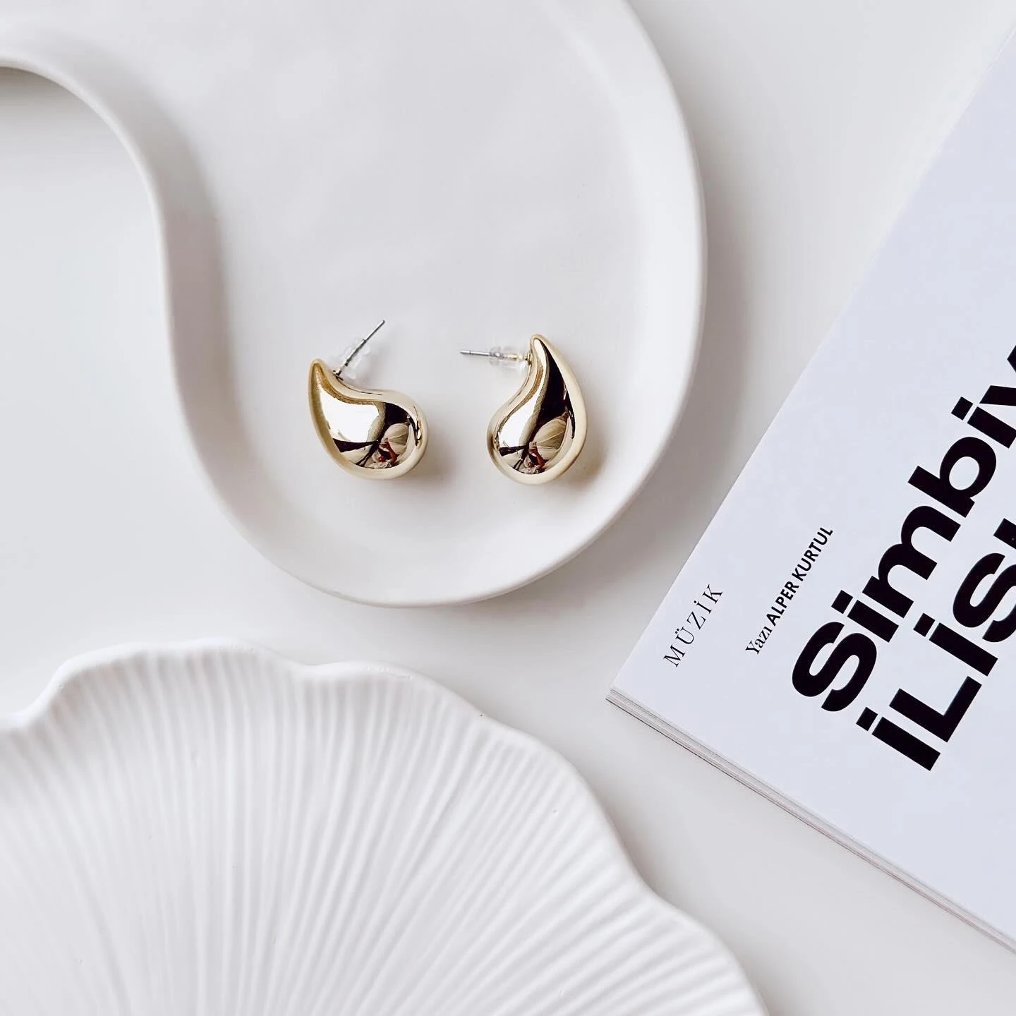 Damla gold çelik küpe