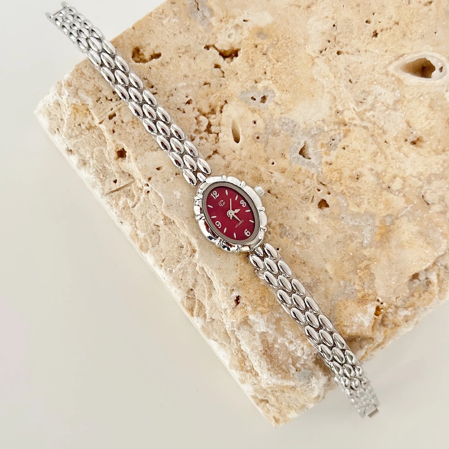 Magnor Gümüş Bordo Saat