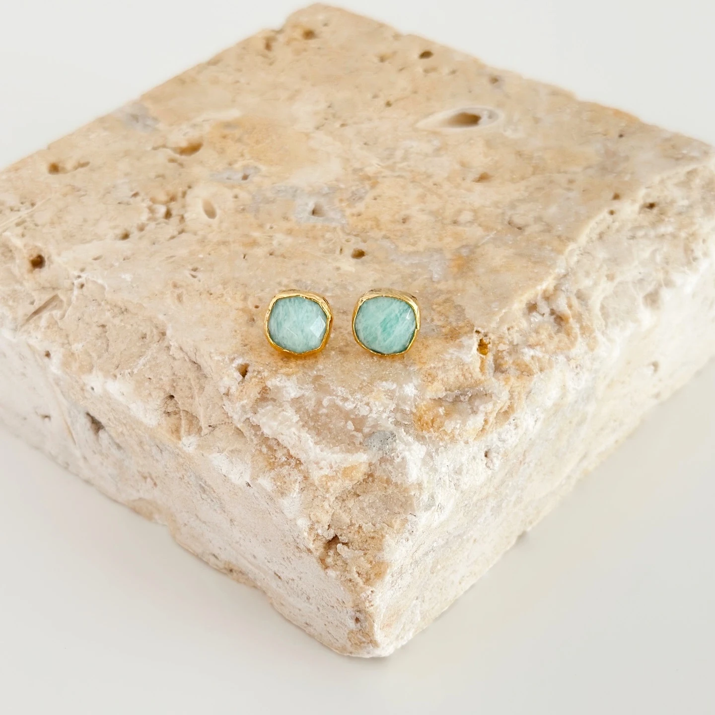 Mini Amazonit Drop Doğal Taş Küpe