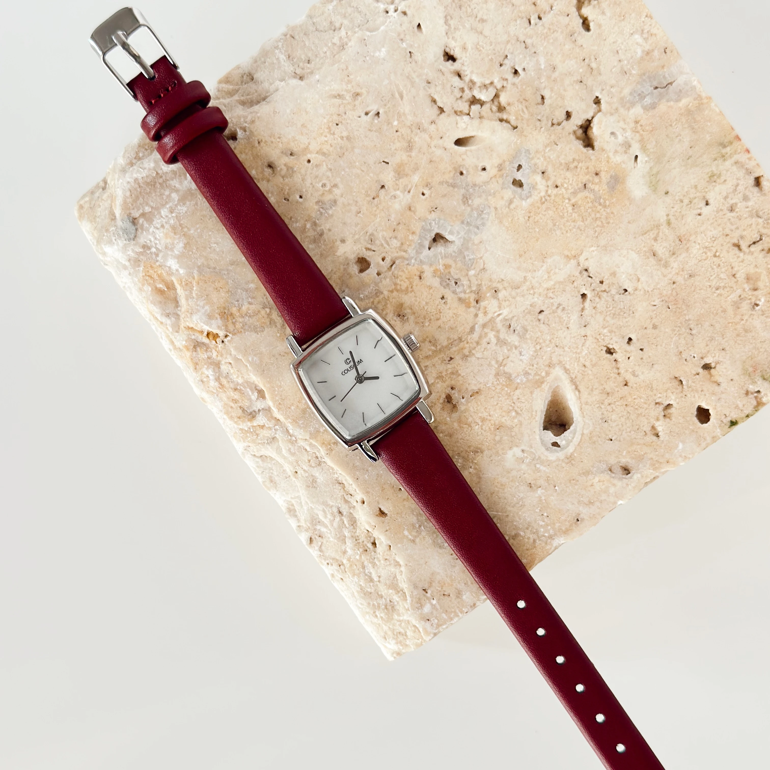 Noctura Gümüş Bordo Kordon Saat