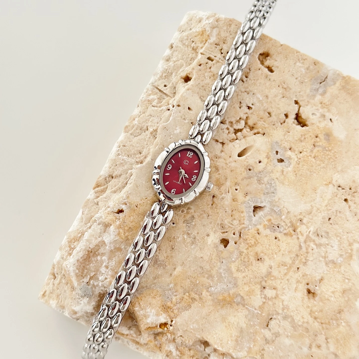 Magnor Gümüş Bordo Saat