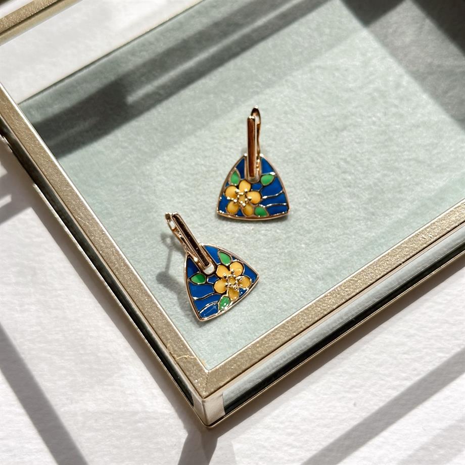 Sarı çiçekli Küpe | Çelik