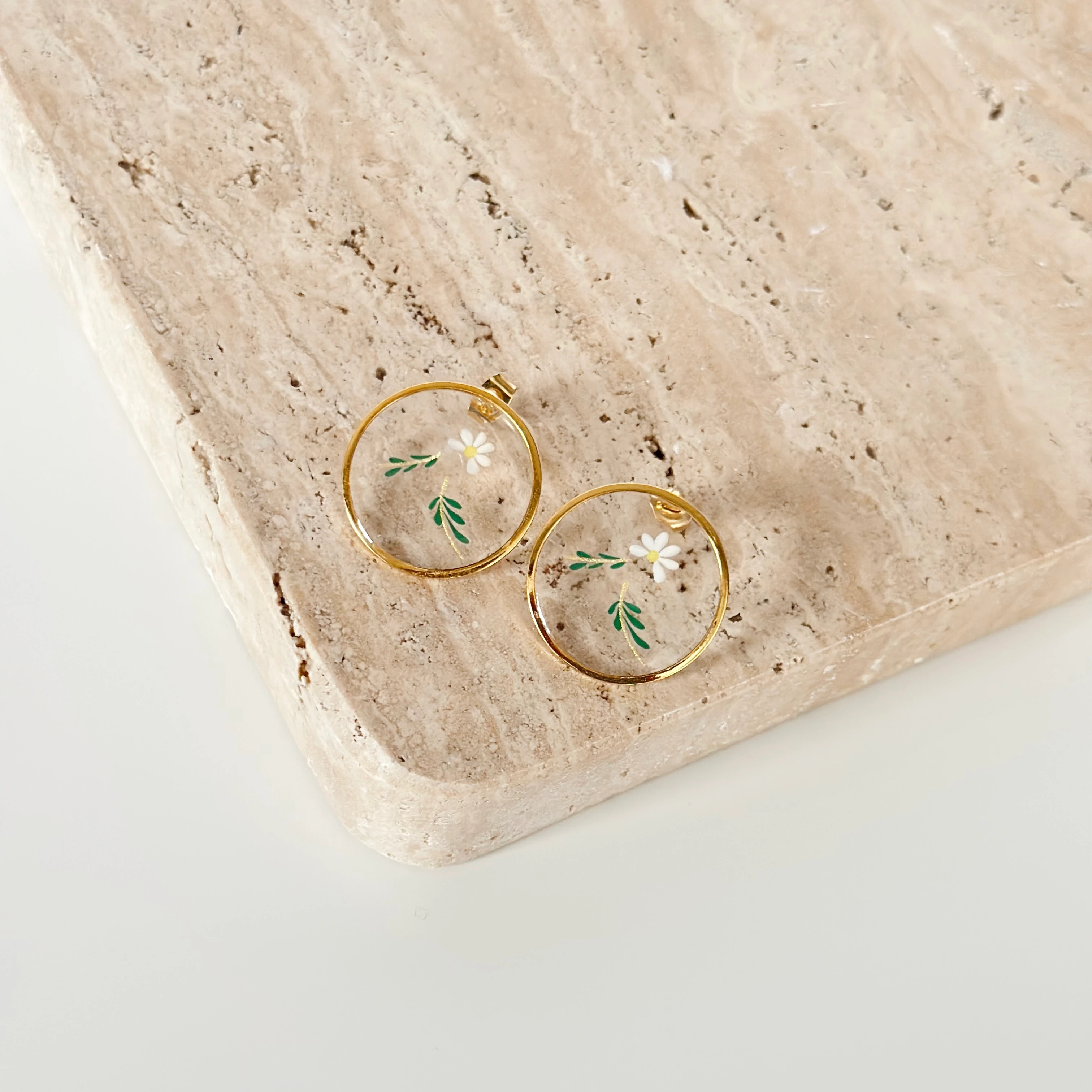 Şeffaf Papatya Halkalı Küpe