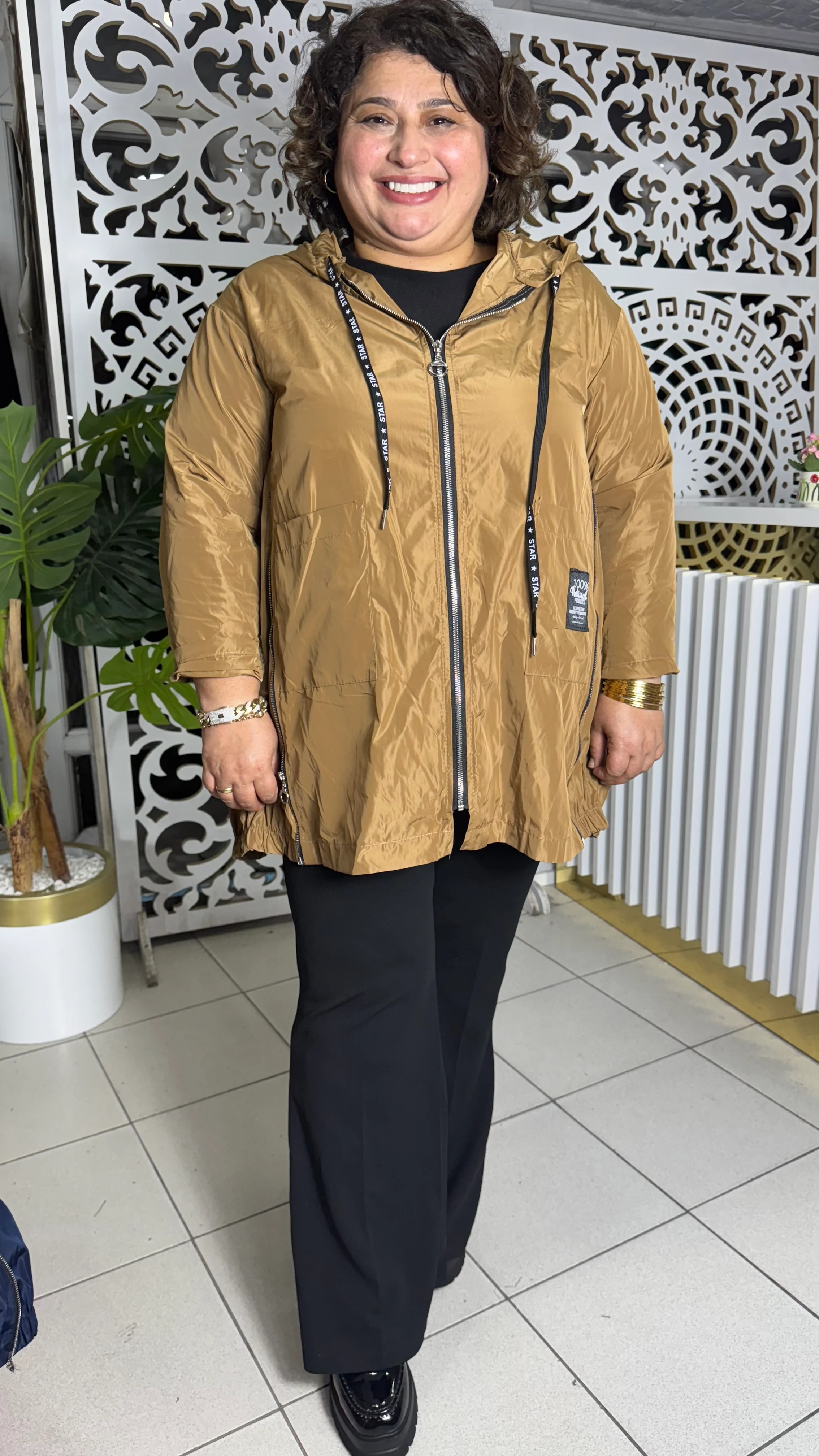 BÜYÜK BEDEN İTALYAN RÜZGARLIK YAĞMURLUK - CAMEL