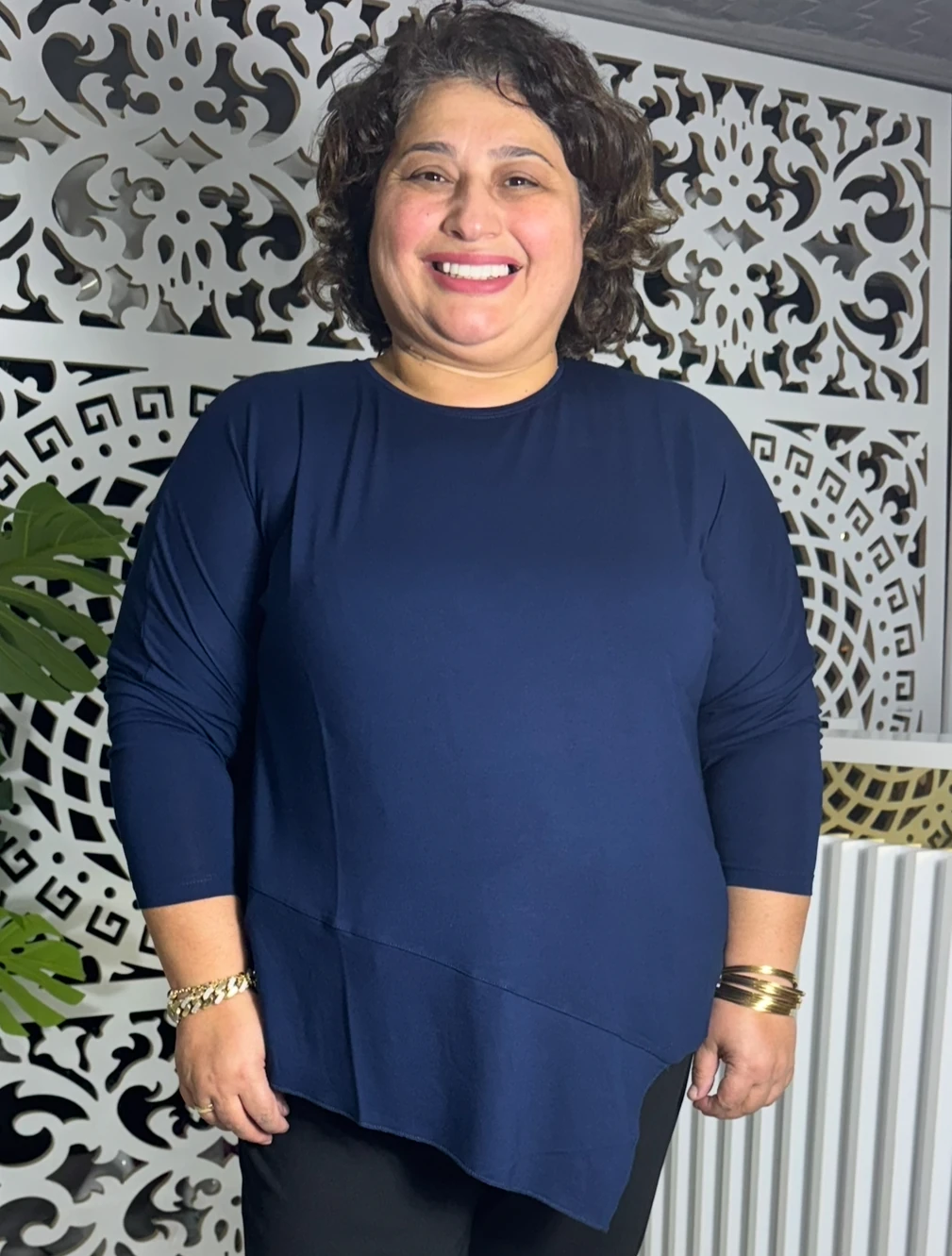 BÜYÜK BEDEN UZUN KOL MENDİL MODEL PENYE - LACİVERT