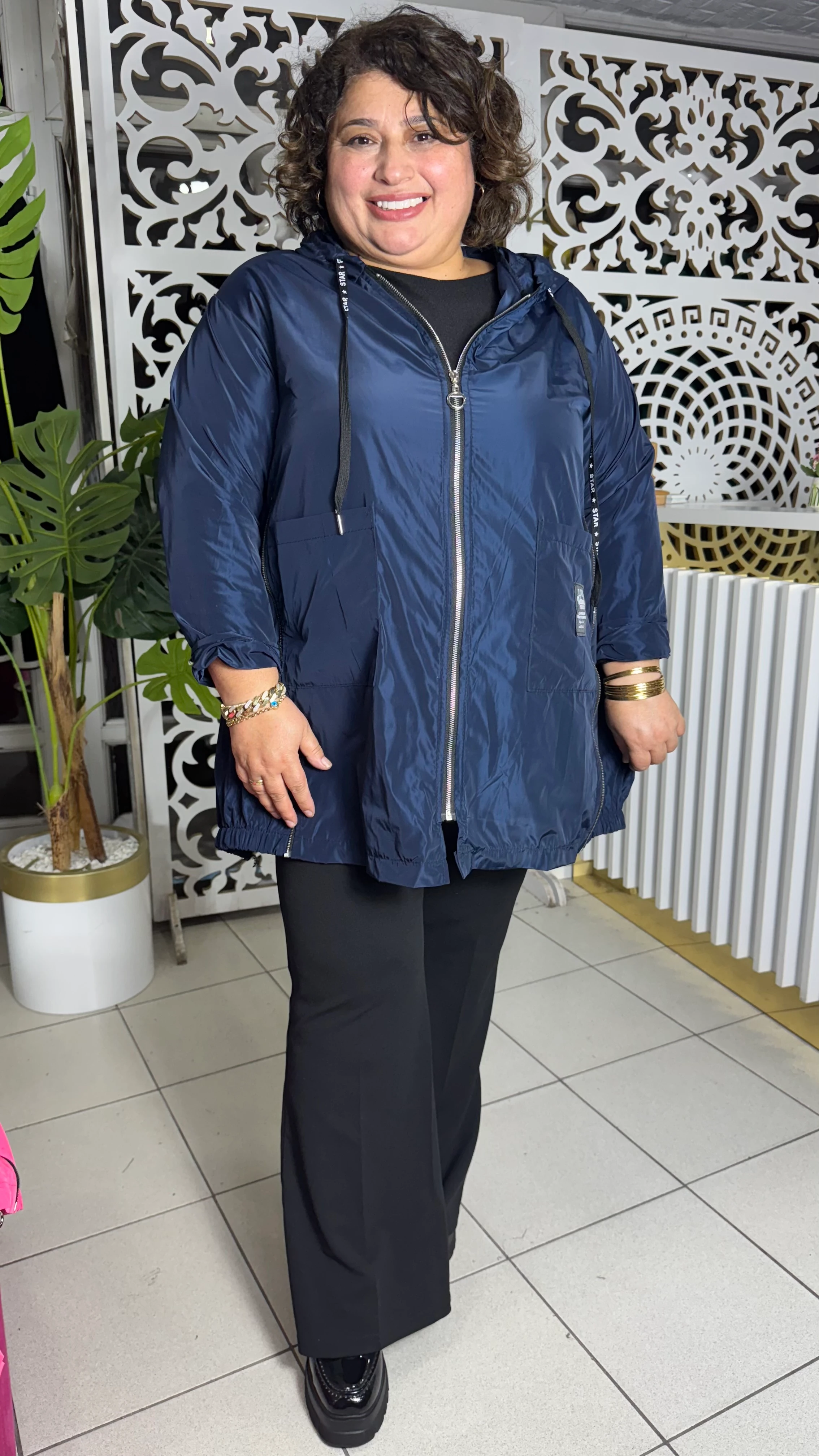 BÜYÜK BEDEN İTALYAN RÜZGARLIK YAĞMURLUK - LACİVERT