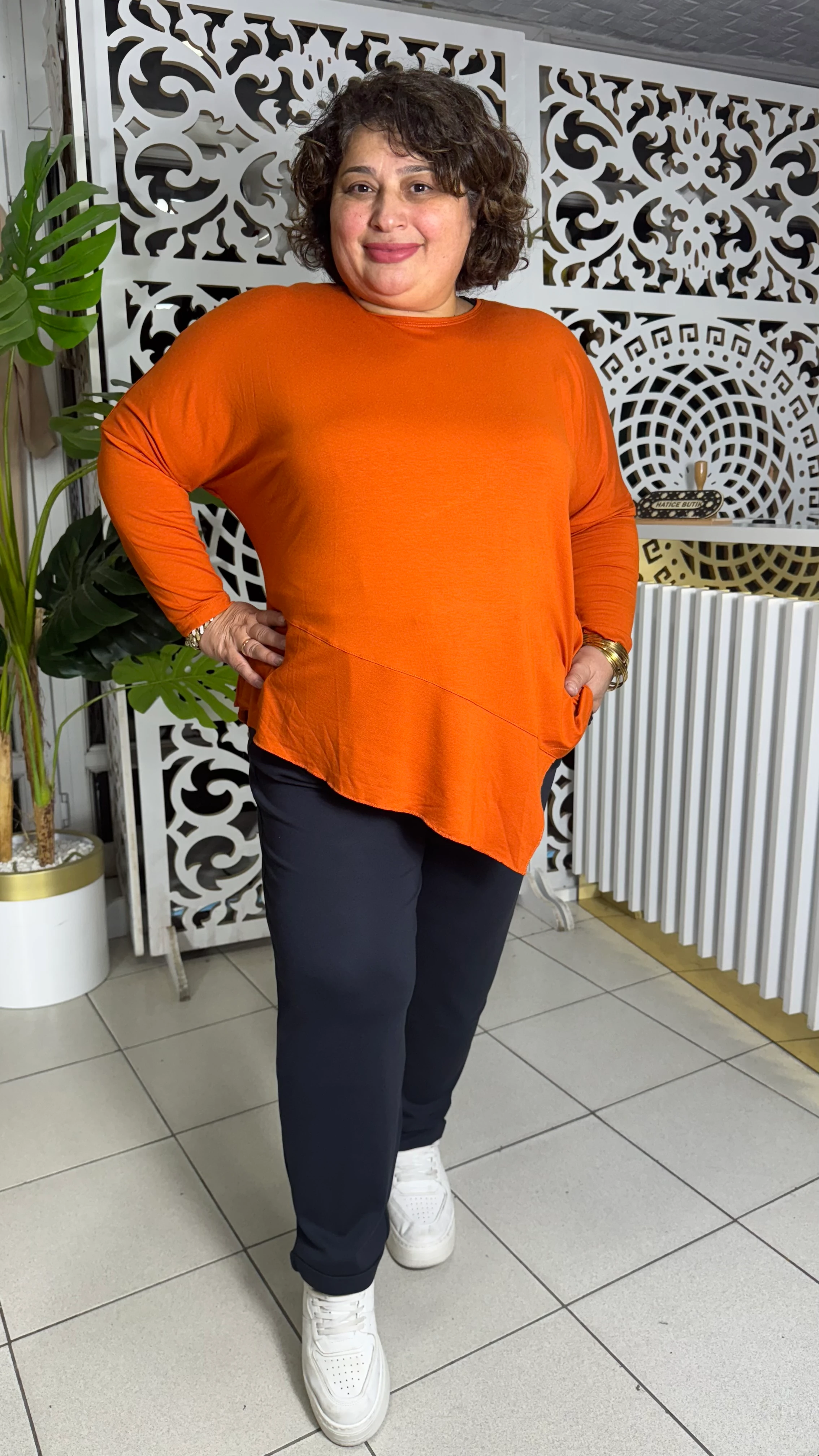 BÜYÜK BEDEN HAVUÇ MODEL ÇELİK ÖRME PANTOLON - LACİVERT