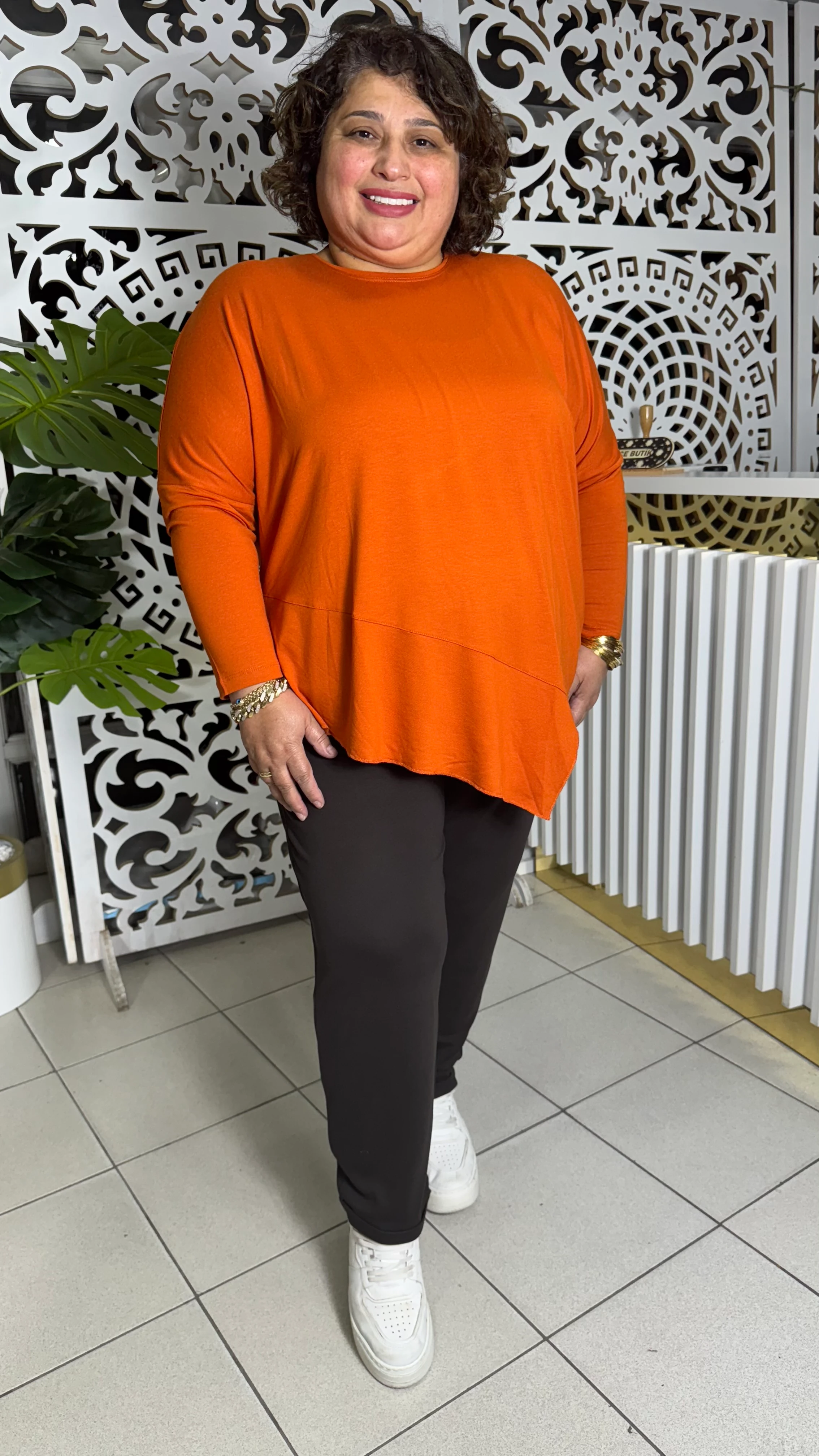 BÜYÜK BEDEN HAVUÇ MODEL ÇELİK ÖRME PANTOLON - ACI KAHVE