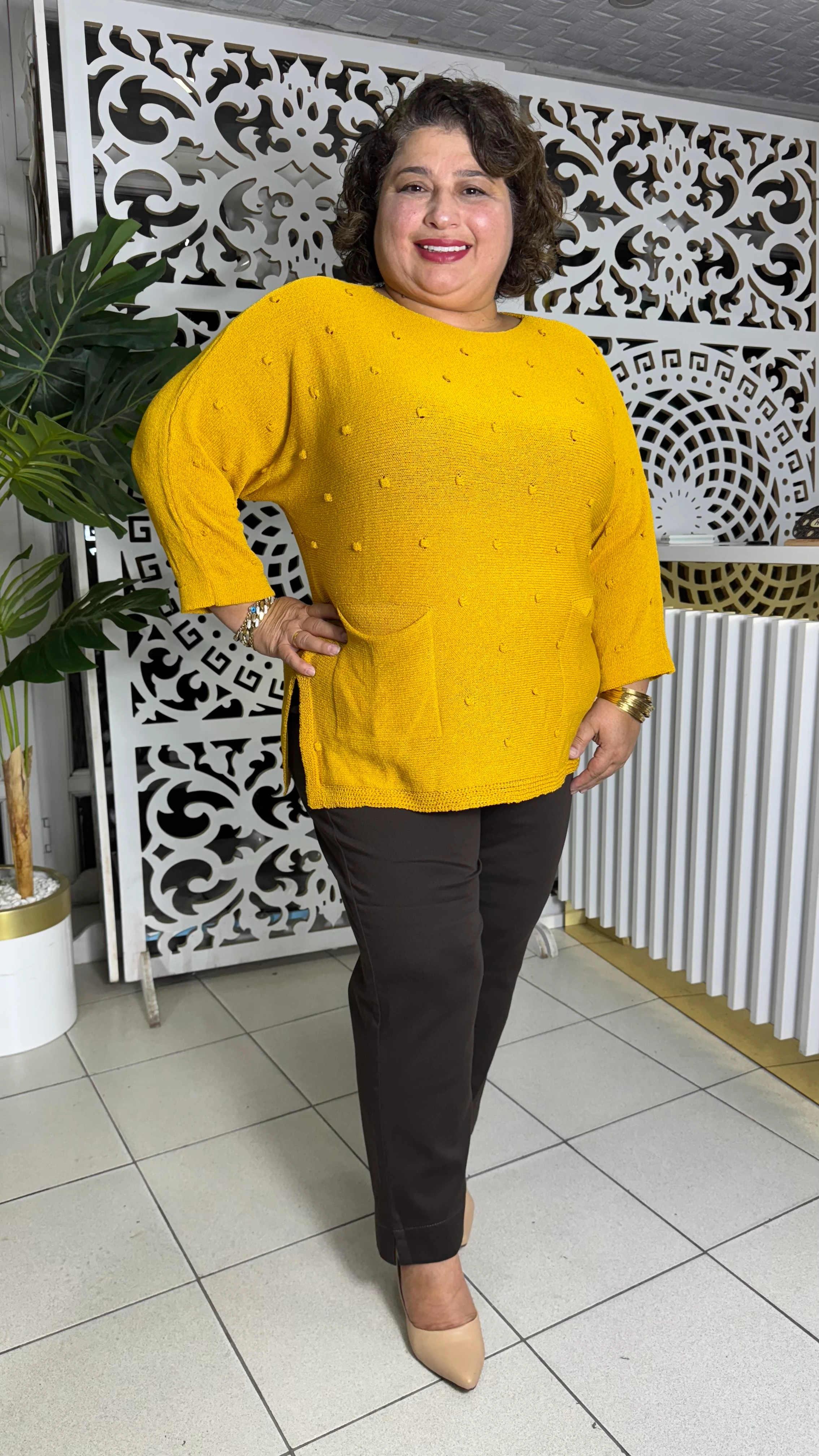 BÜYÜK BEDEN GABARDİN BİLEK BOY PANTOLON - KAHVERENGİ