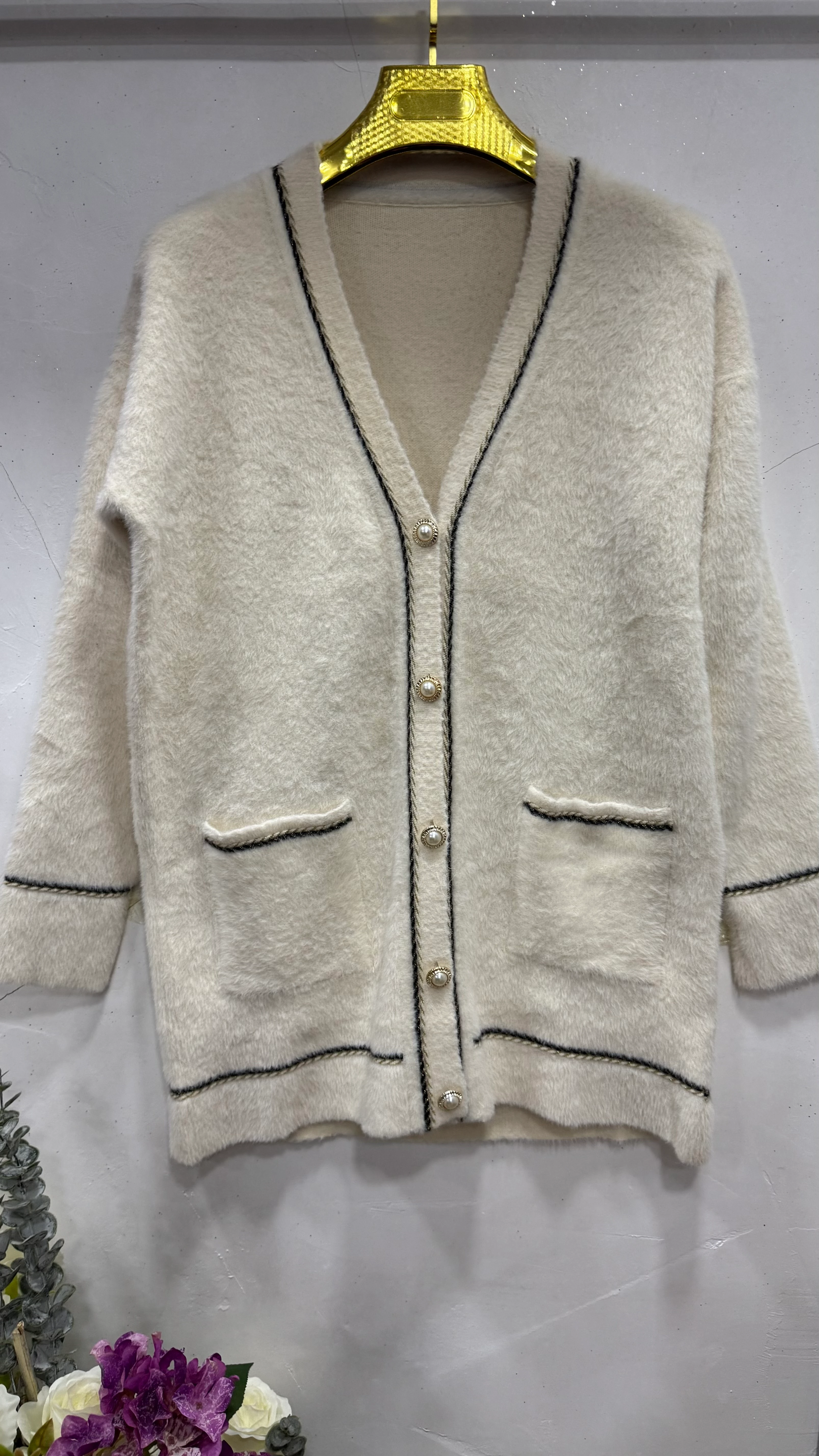 BÜYÜK BEDEN ANGORA HIRKA - EKRU