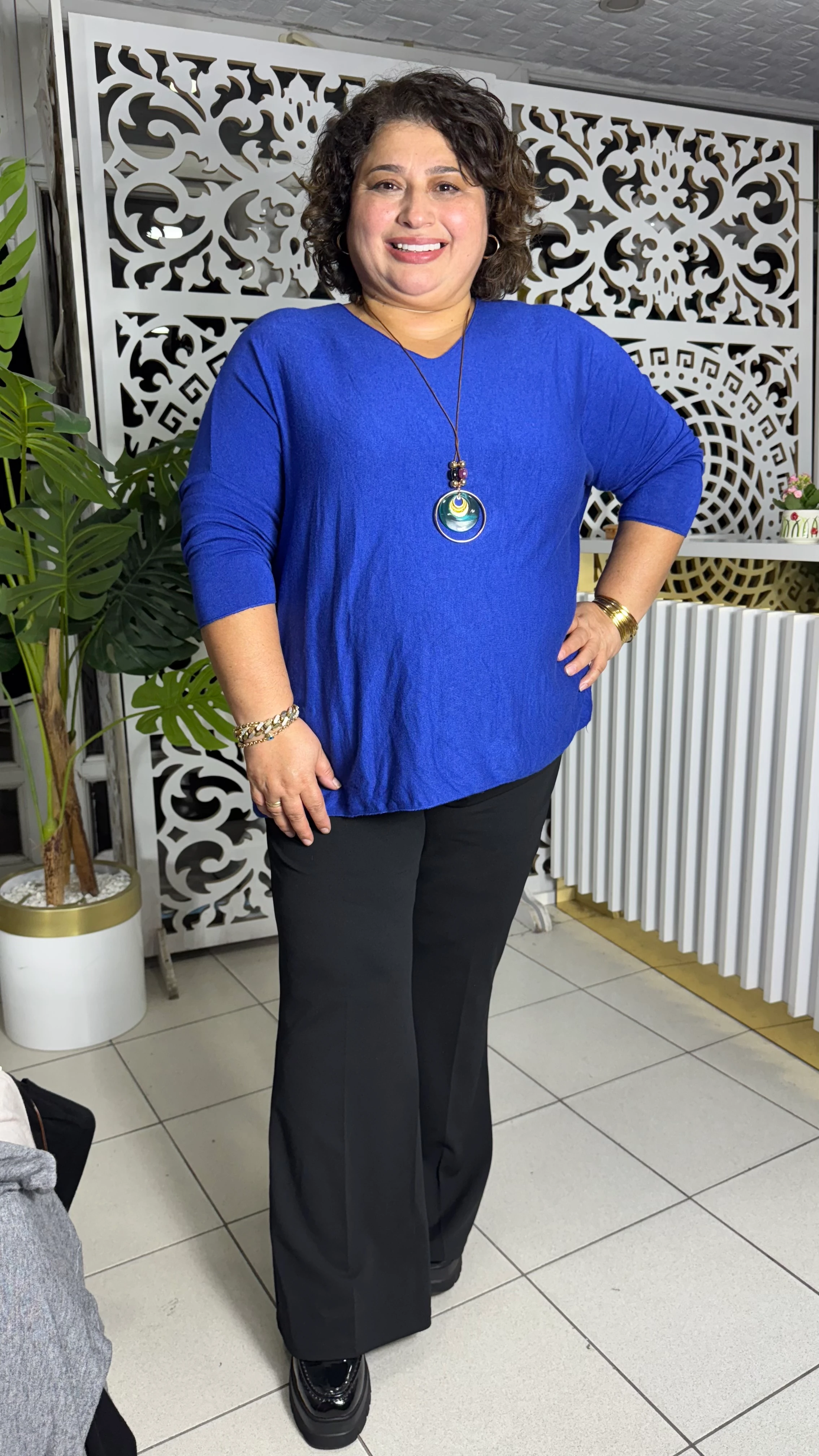 İTALYAN BÜYÜK BEDEN KOLYELİ ANGORA KAZAK - SAKS