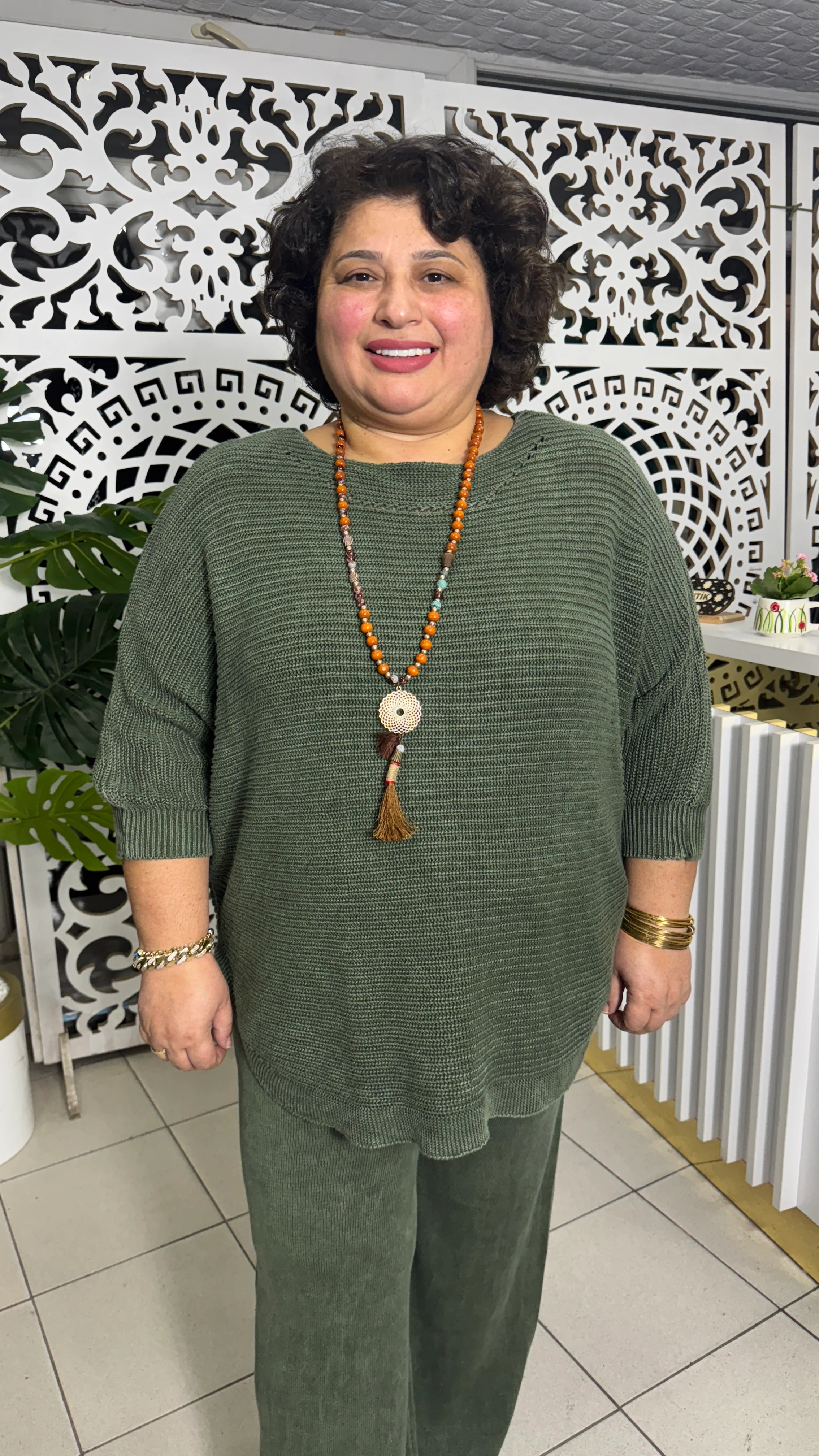 BÜYÜK BEDEN PAMUK YIKAMA TRİKO TUNİK - HAKİ